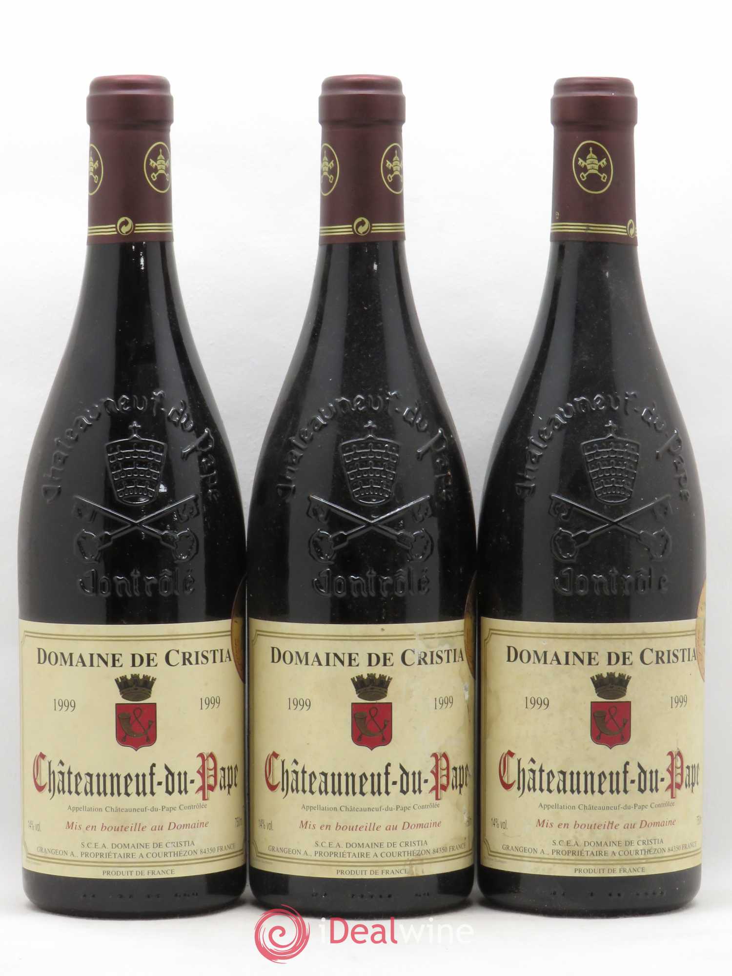 Châteauneuf-du-Pape Domaine de Cristia 1999 - Lot of 3 bottles - 0