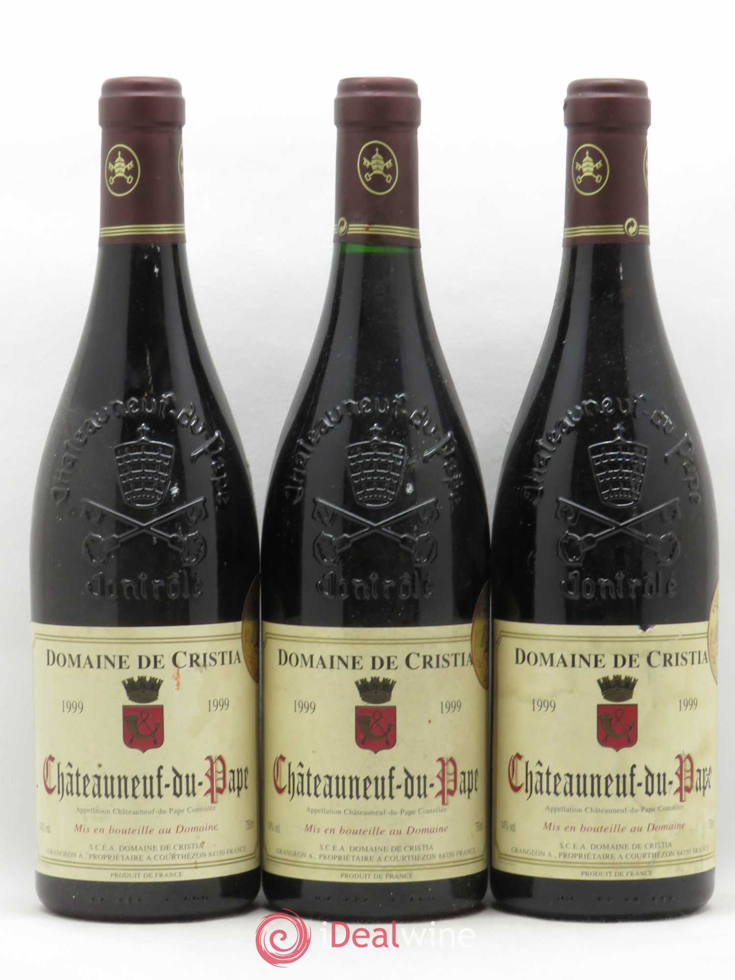 Châteauneuf-du-Pape Domaine de Cristia 1999 - Lot de 3 bouteilles - 0