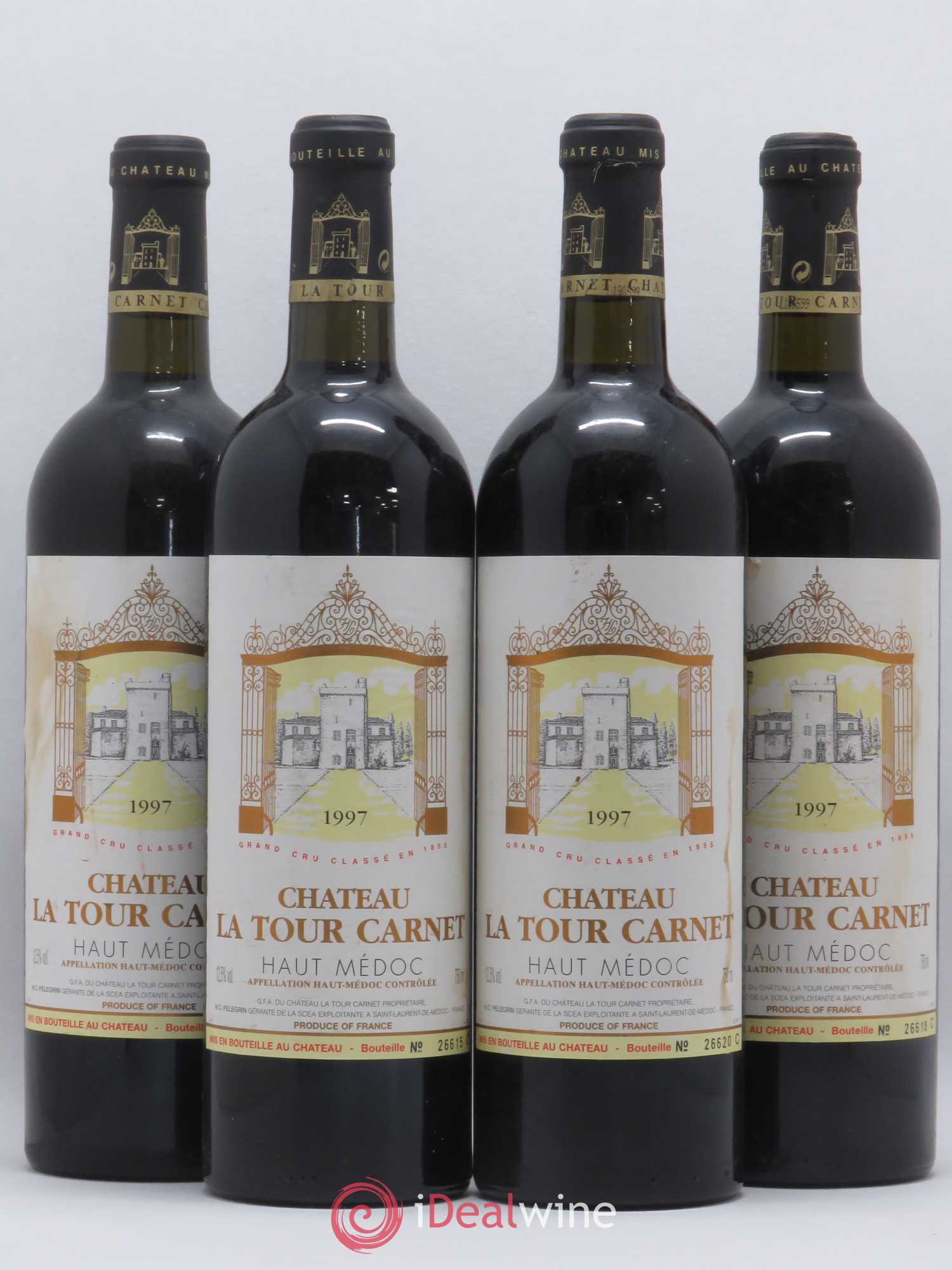 Château la Tour Carnet 4ème Grand Cru Classé 1997 - Lot de 4 bouteilles - 0