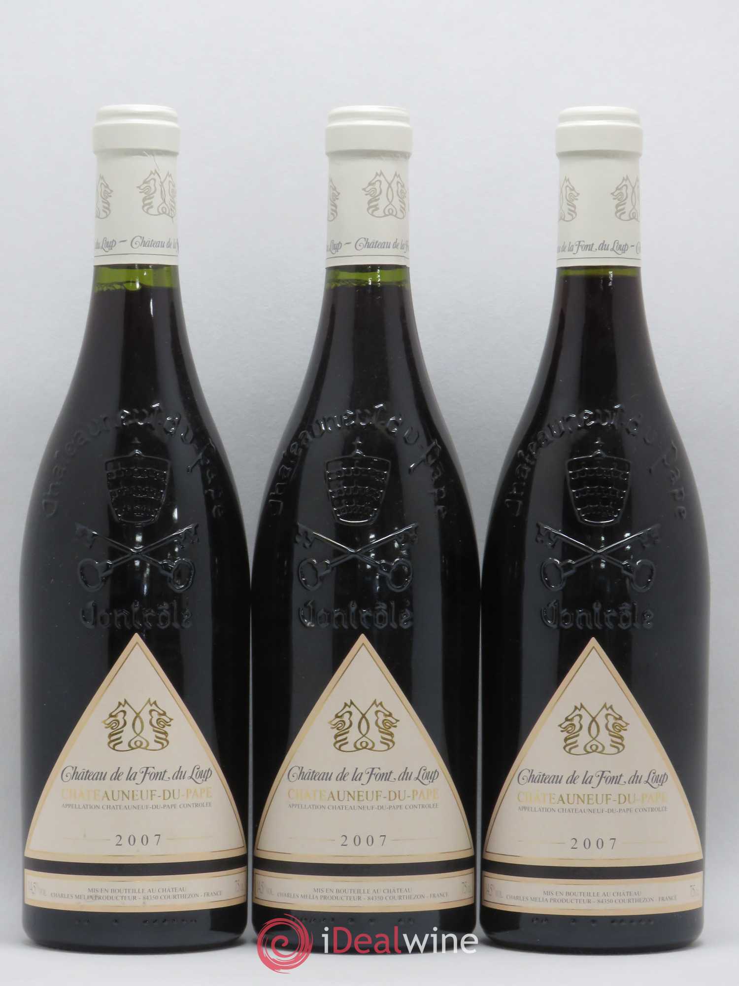 Châteauneuf-du-Pape Château de La Font du Loup 2007 - Posten von 3 Flaschen - 0