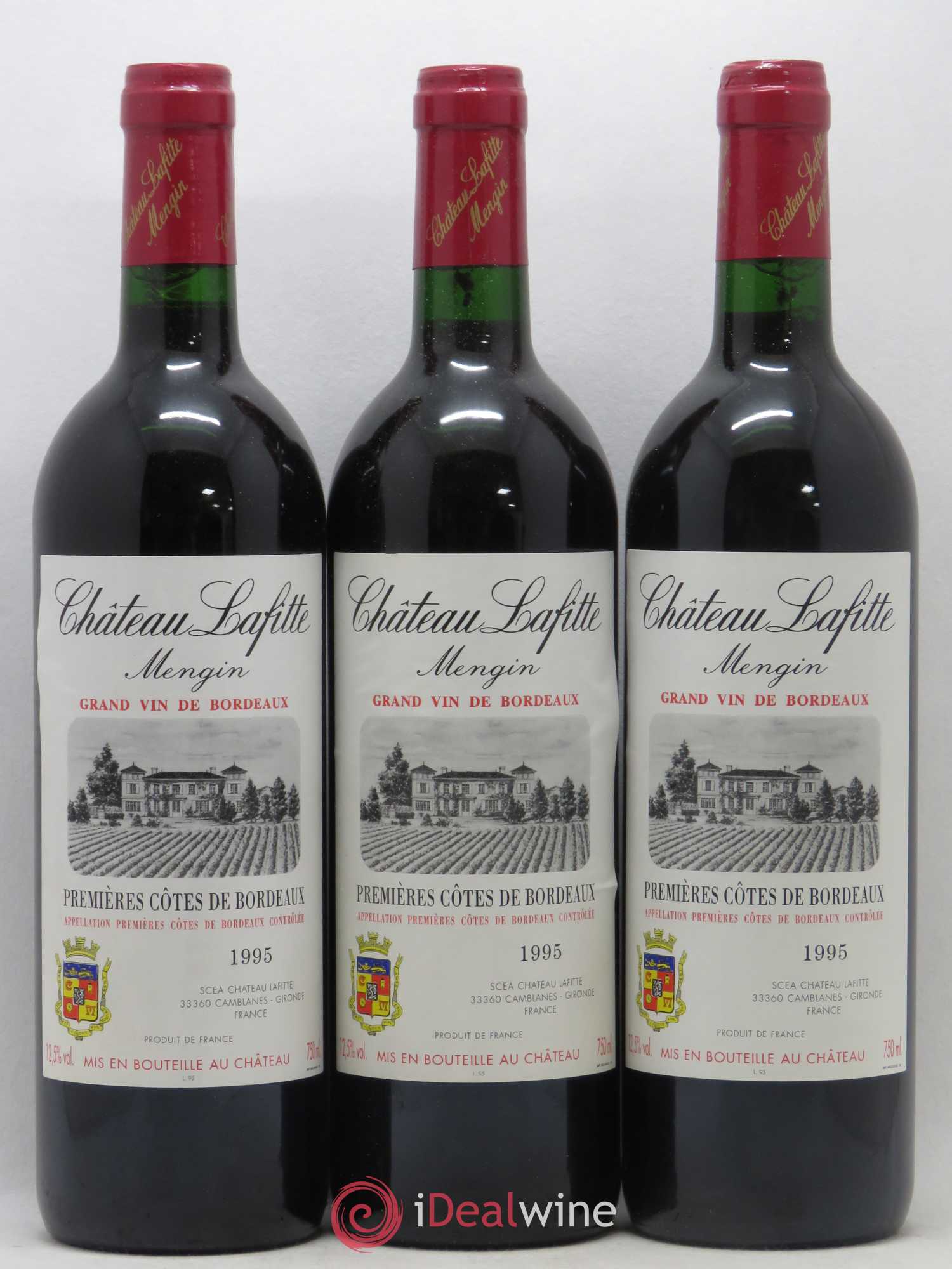 Premières Côtes de Bordeaux Château Lafitte Mengin 1995 - Lot de 3 bouteilles - 0