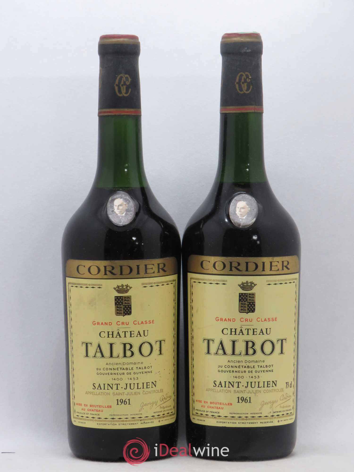 Château Talbot 4ème Grand Cru Classé 1961 - Lot de 2 bouteilles - 0