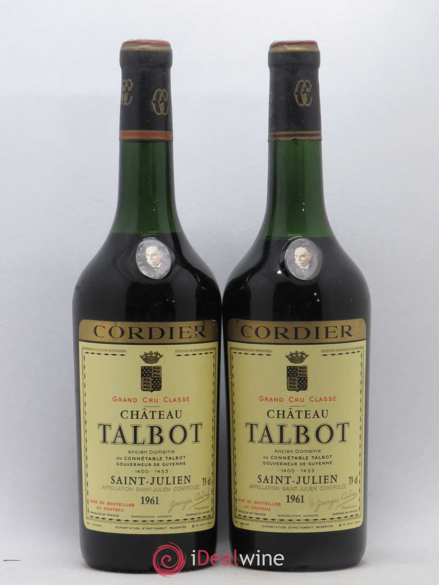 Château Talbot 4ème Grand Cru Classé 1961 - Lot de 2 bouteilles - 0