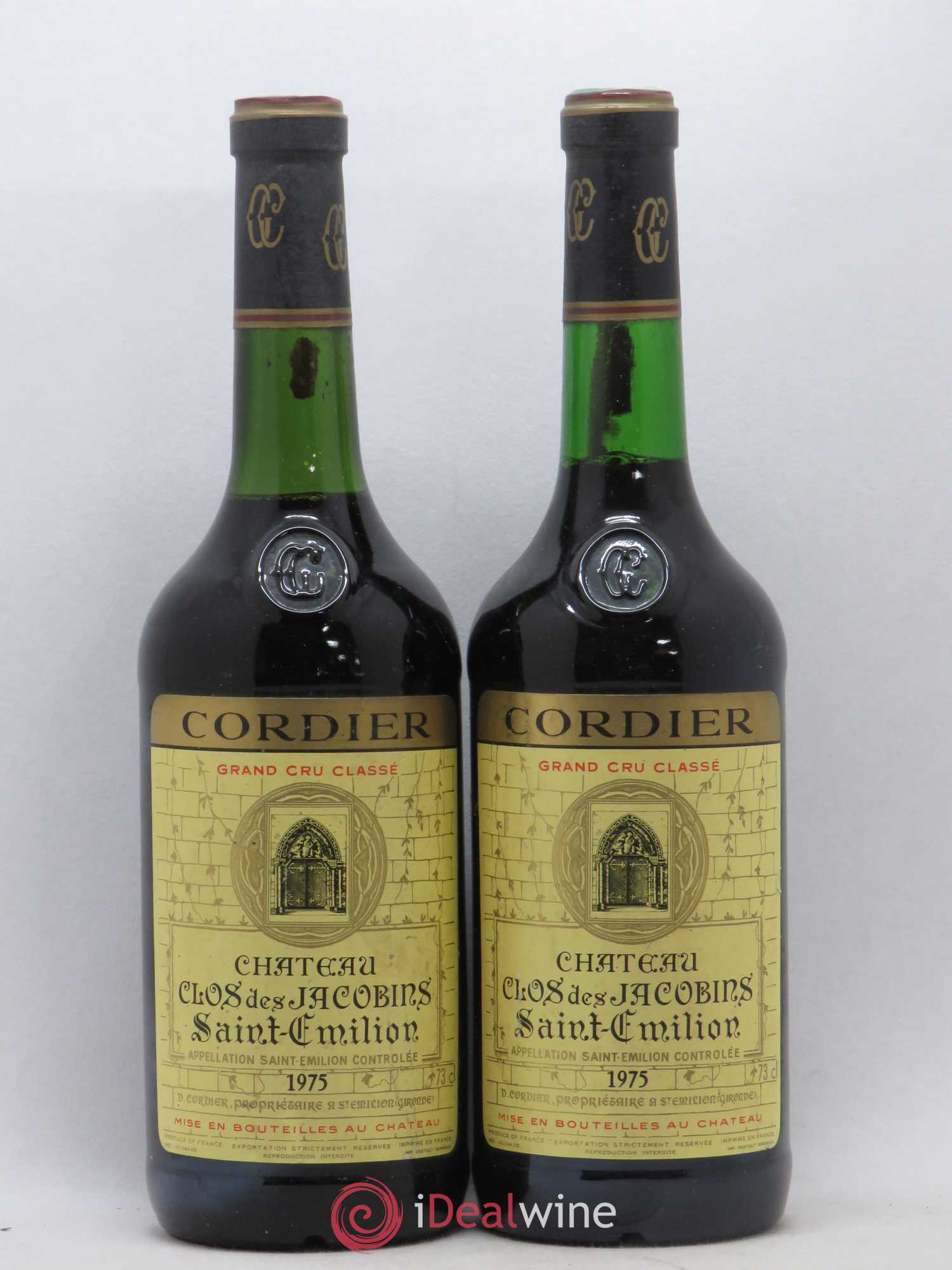Château Clos des Jacobins Grand Cru Classé 1975 - Lot de 2 bouteilles - 0