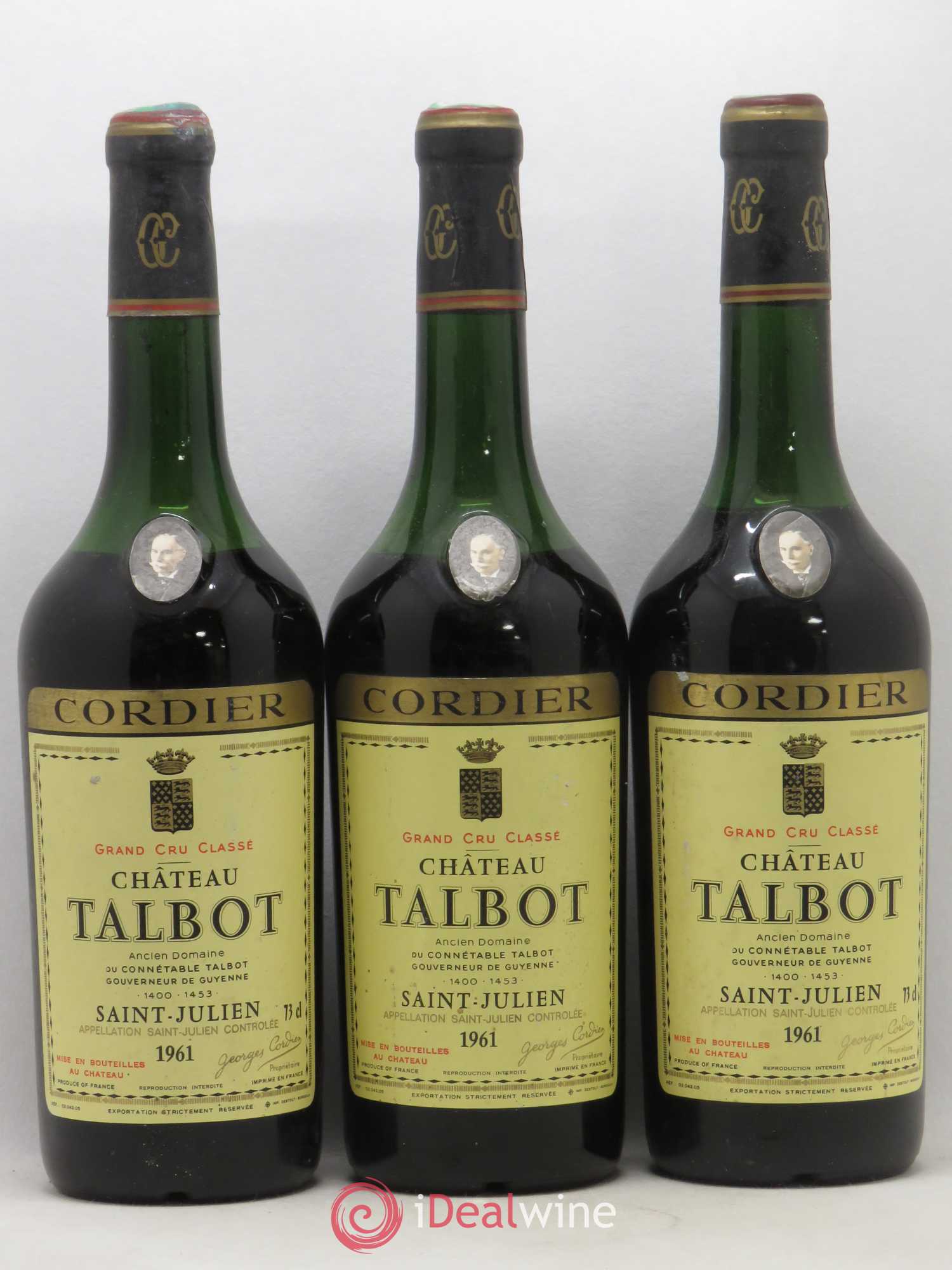 Château Talbot 4ème Grand Cru Classé 1961 - Lot de 3 bouteilles - 0