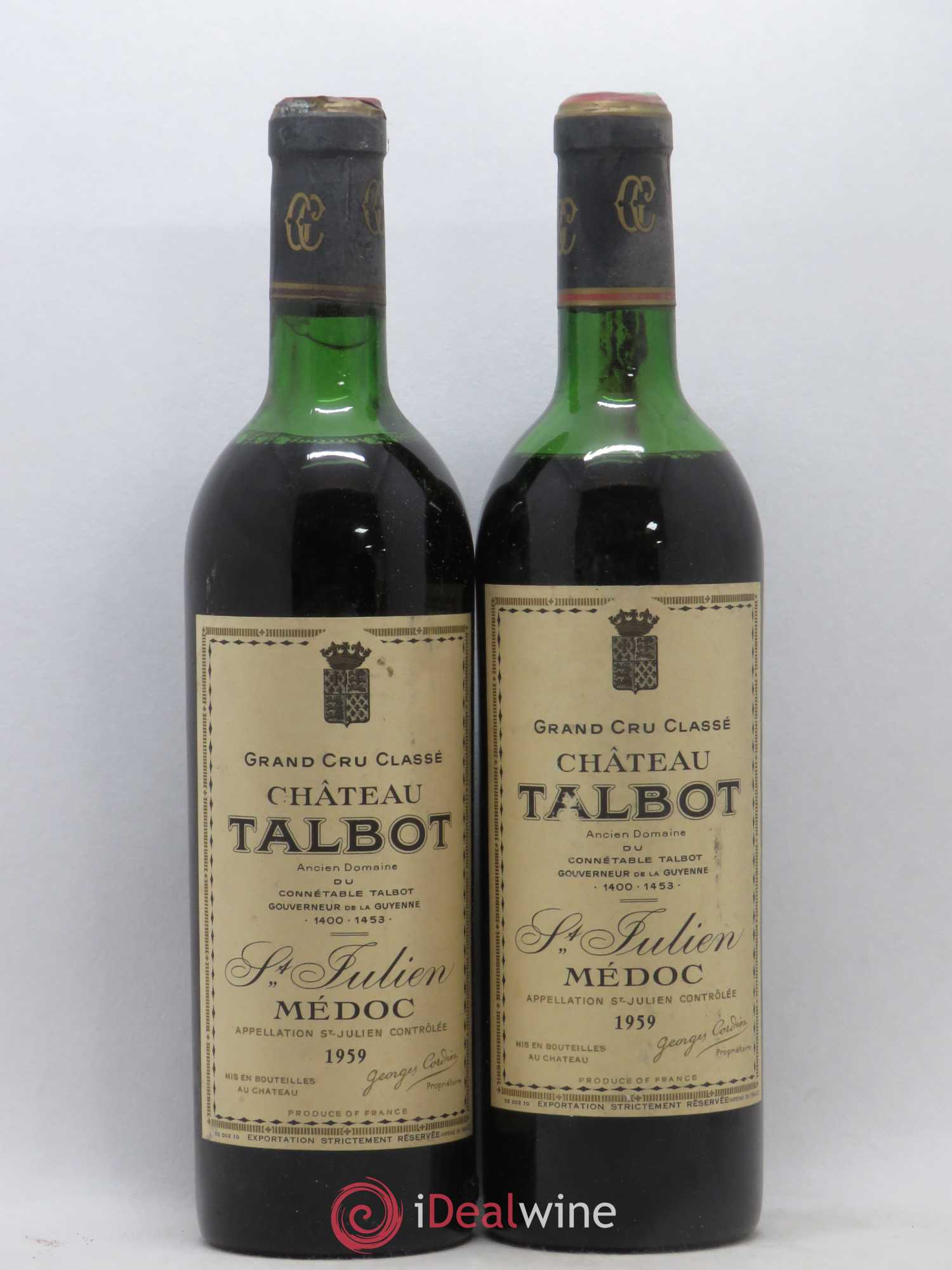 Château Talbot 4ème Grand Cru Classé 1959 - Lot de 2 bouteilles - 0