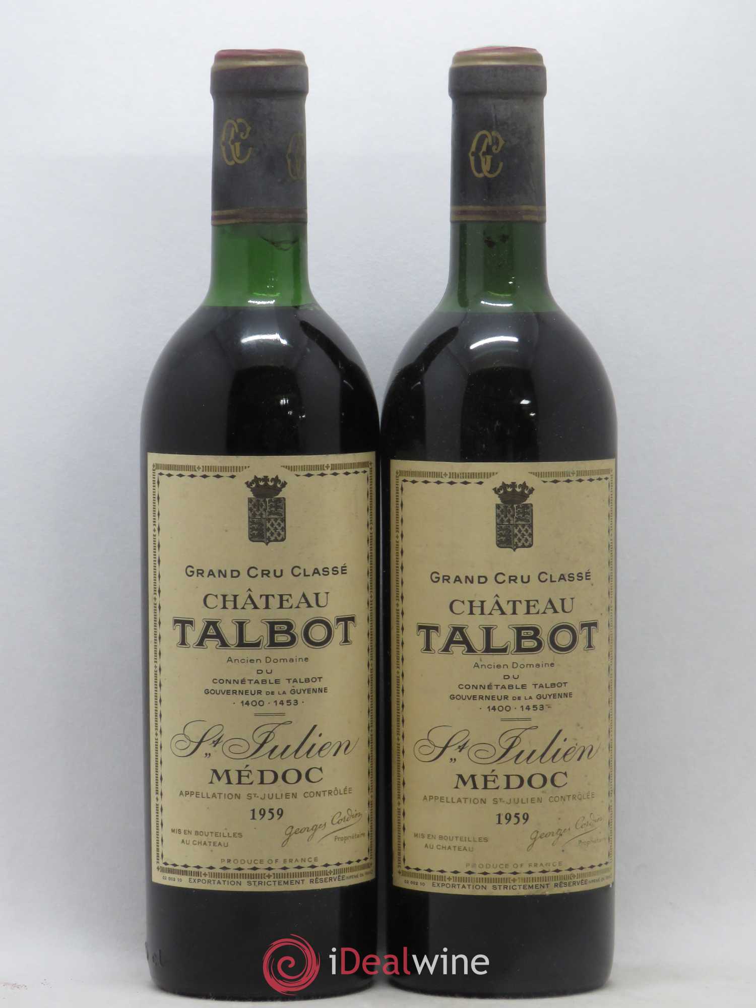Château Talbot 4ème Grand Cru Classé 1959 - Lot de 2 bouteilles - 0