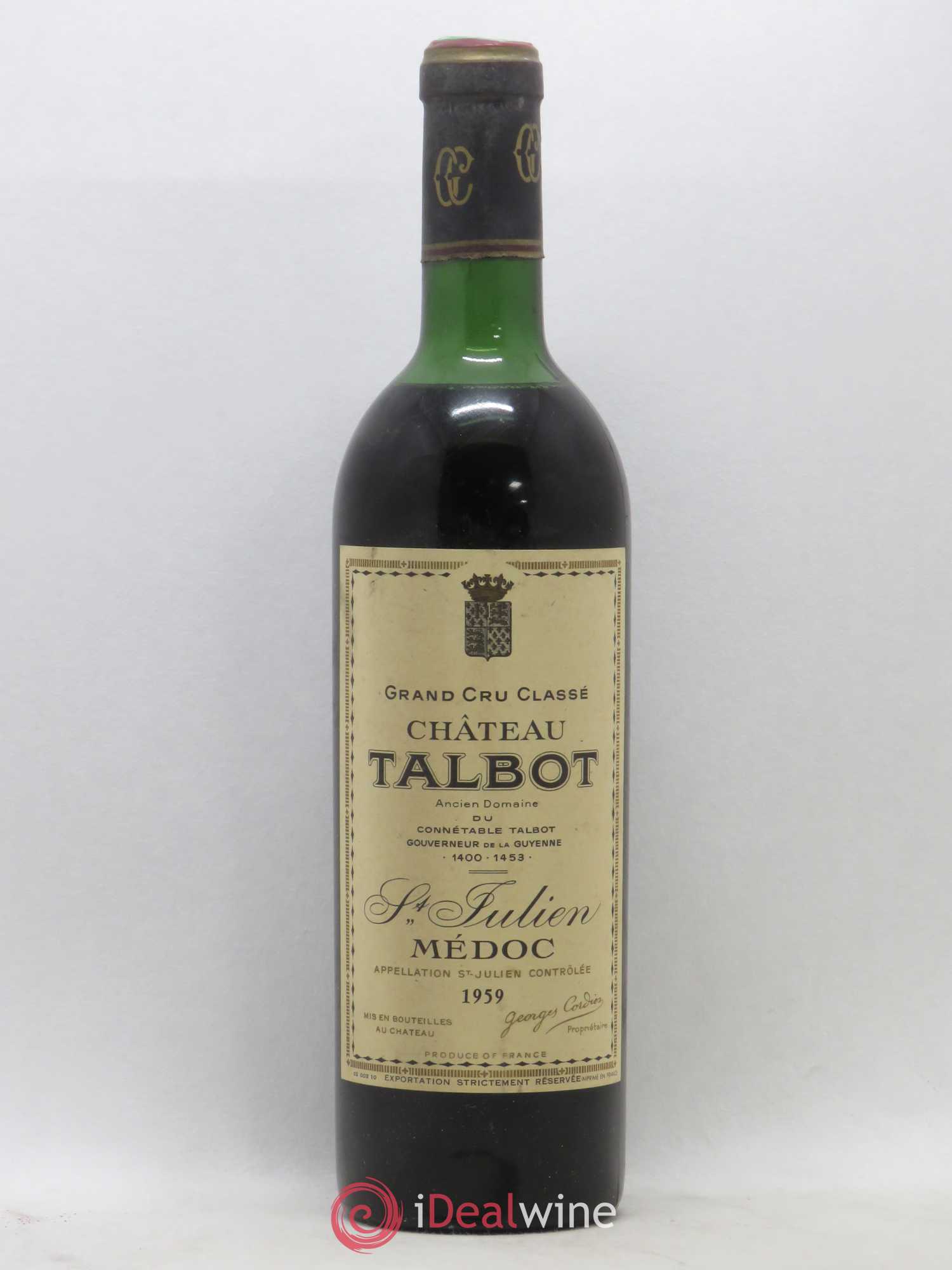 Château Talbot 4ème Grand Cru Classé 1959 - Lot de 1 bouteille - 0