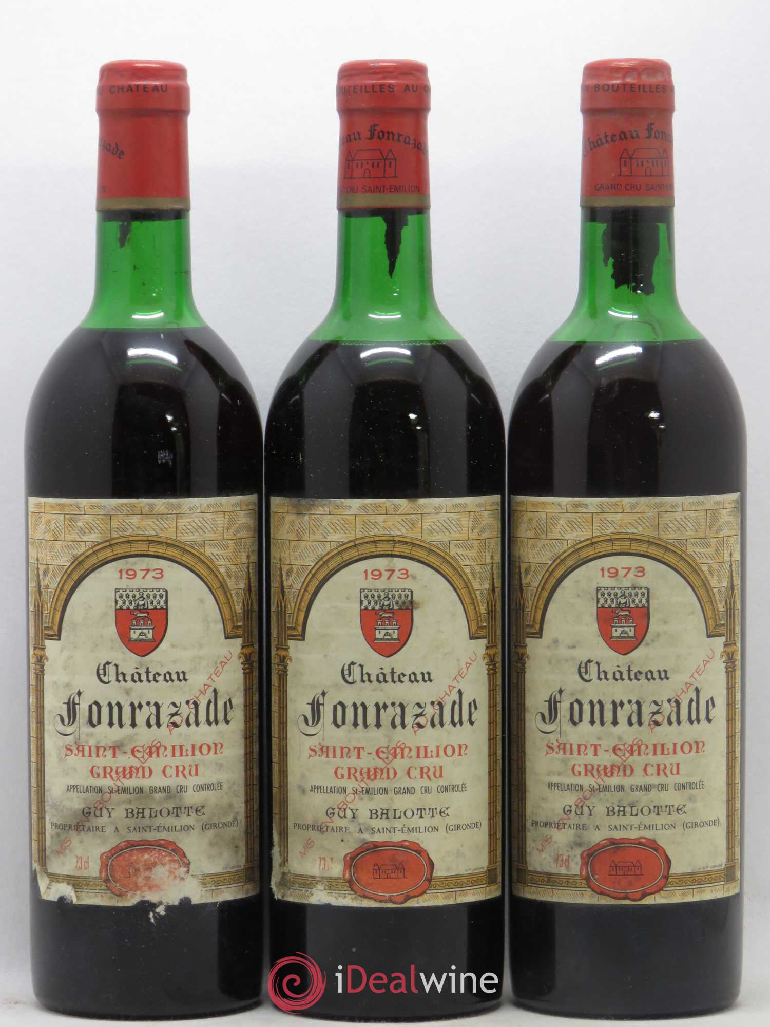 Saint-Émilion Grand Cru Château Fonrazade 1973 - Lot de 3 bouteilles - 0