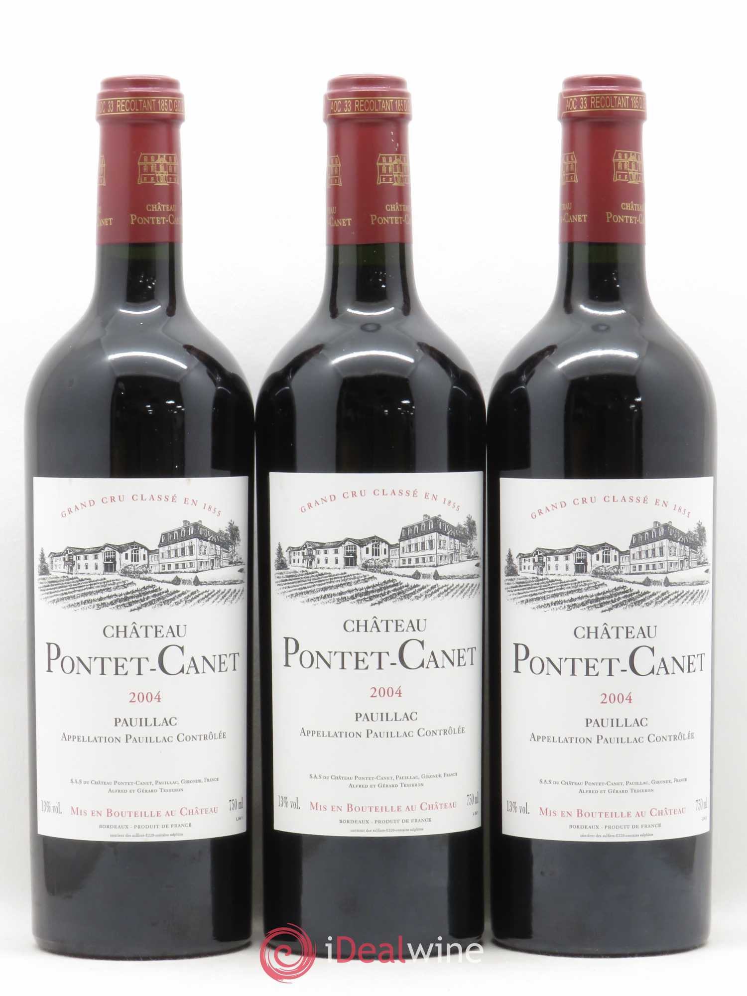 Château Pontet Canet 5ème Grand Cru Classé 2004 - Lot de 3 bouteilles - 0