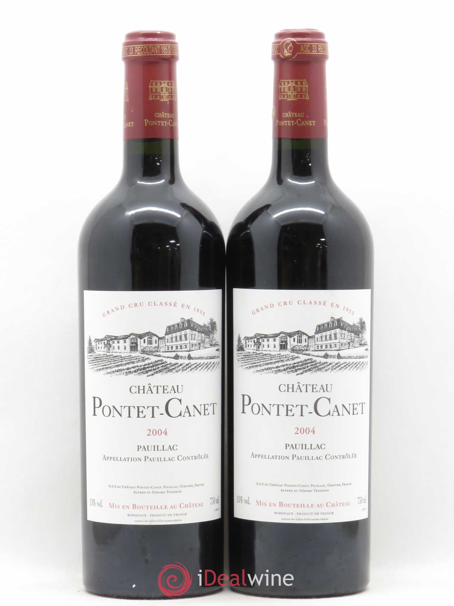 Château Pontet Canet 5ème Grand Cru Classé 2004 - Lot de 2 bouteilles - 0