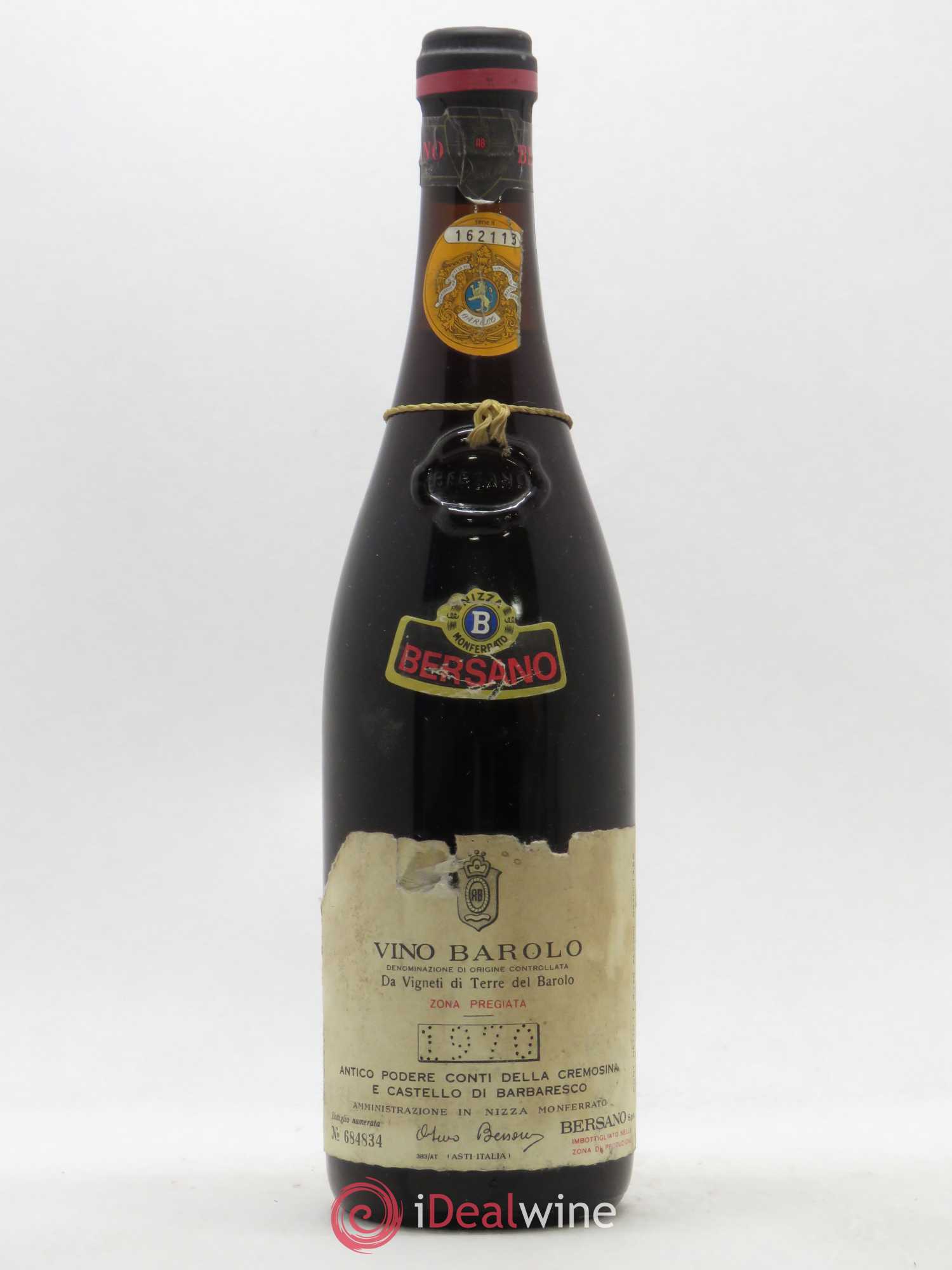 Barolo Conti della Cremosina Nizza Monferrato Bersano 1970 - Posten von 1 Flasche - 0