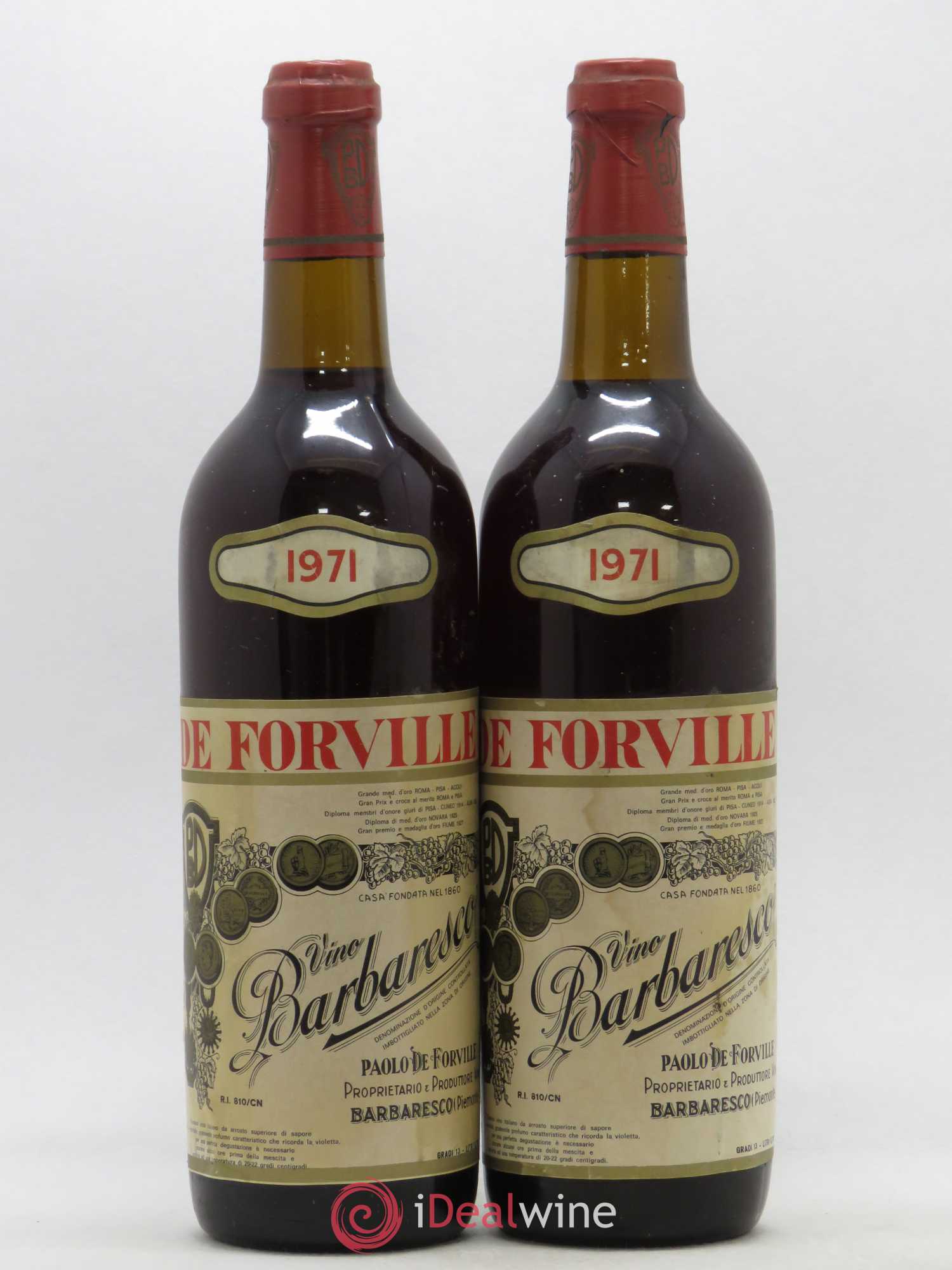 Barbaresco DOCG De Forville 1971 - Lot de 2 bouteilles - 0
