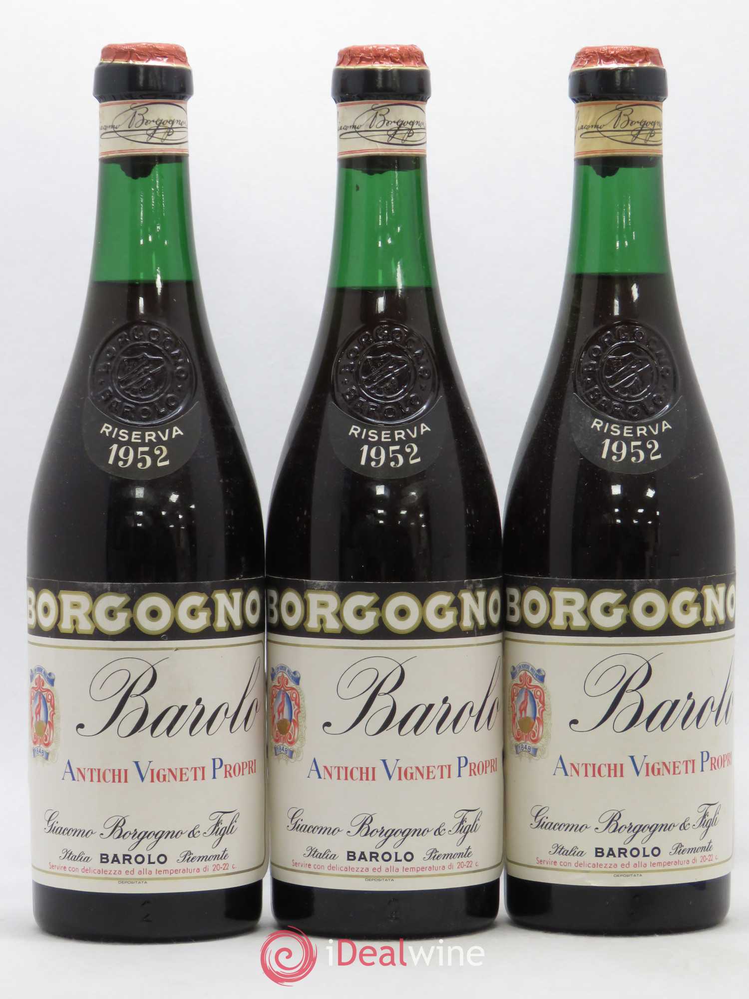 Barolo Riserva Giacomo Borgogno et Figli 1952 - Posten von 3 Flaschen - 0