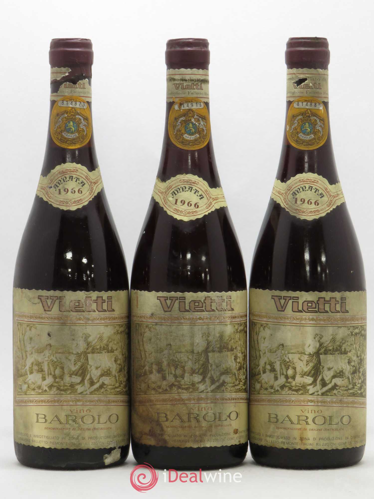 Barolo DOCG Castiglione Vietti 1966 - Lot de 3 bouteilles - 0