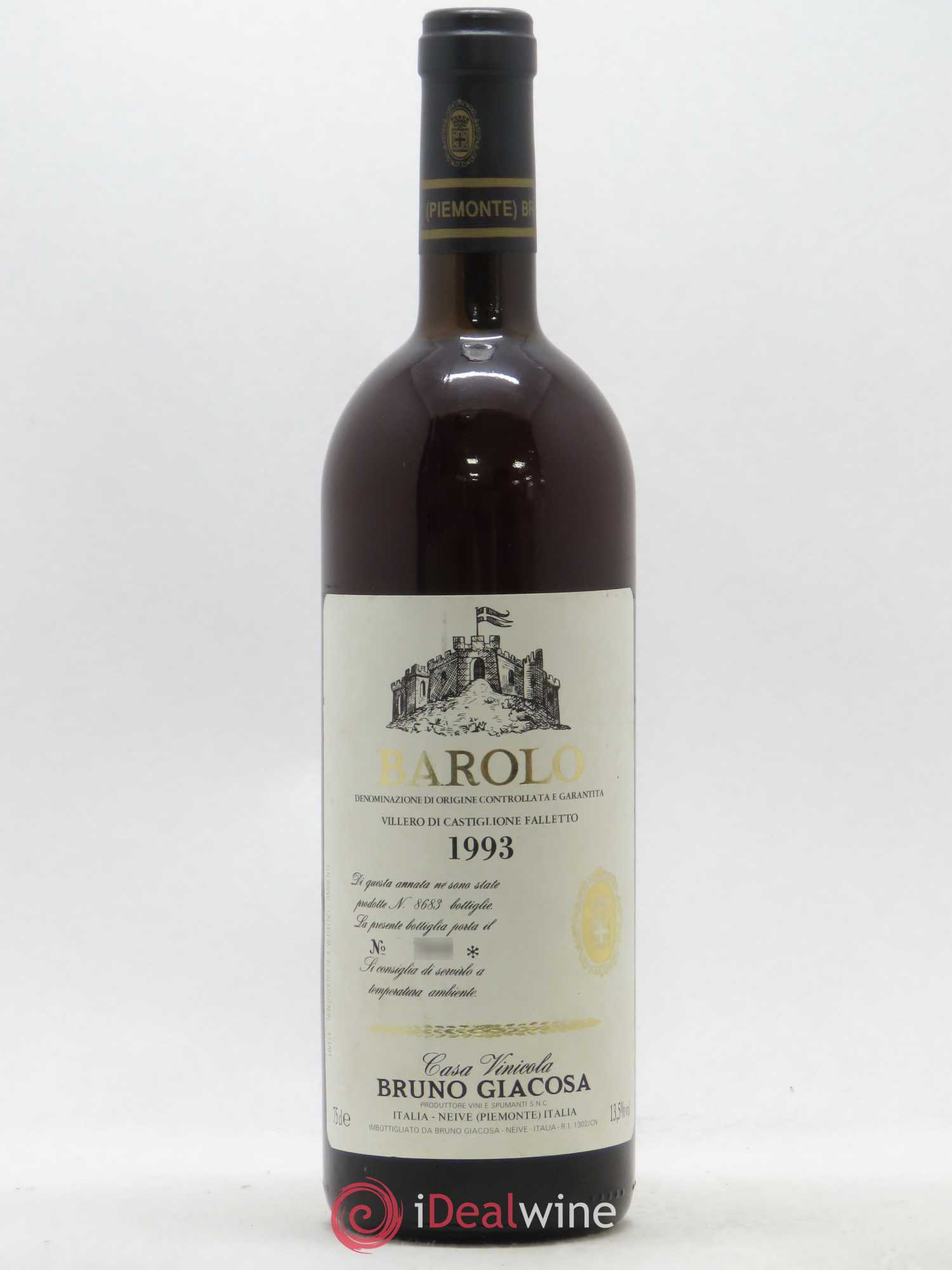 Barolo Villero di Castiglione Falletto Bruno Giacosa 1993 - Posten von 1 Flasche - 0