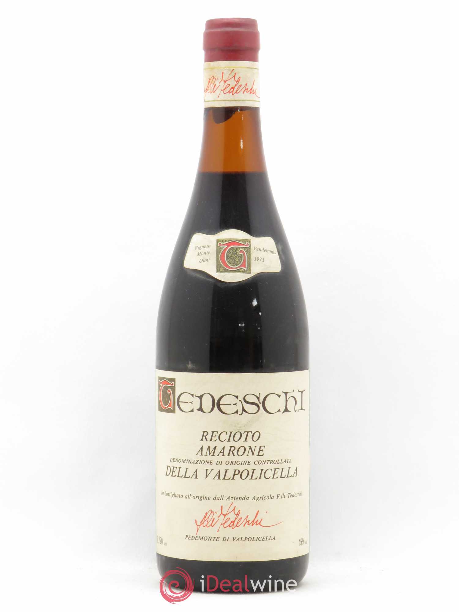 Amarone della Valpolicella DOC Recioto Vigneto Monte Olmi Tedeschi 1971 - Posten von 1 Flasche - 0