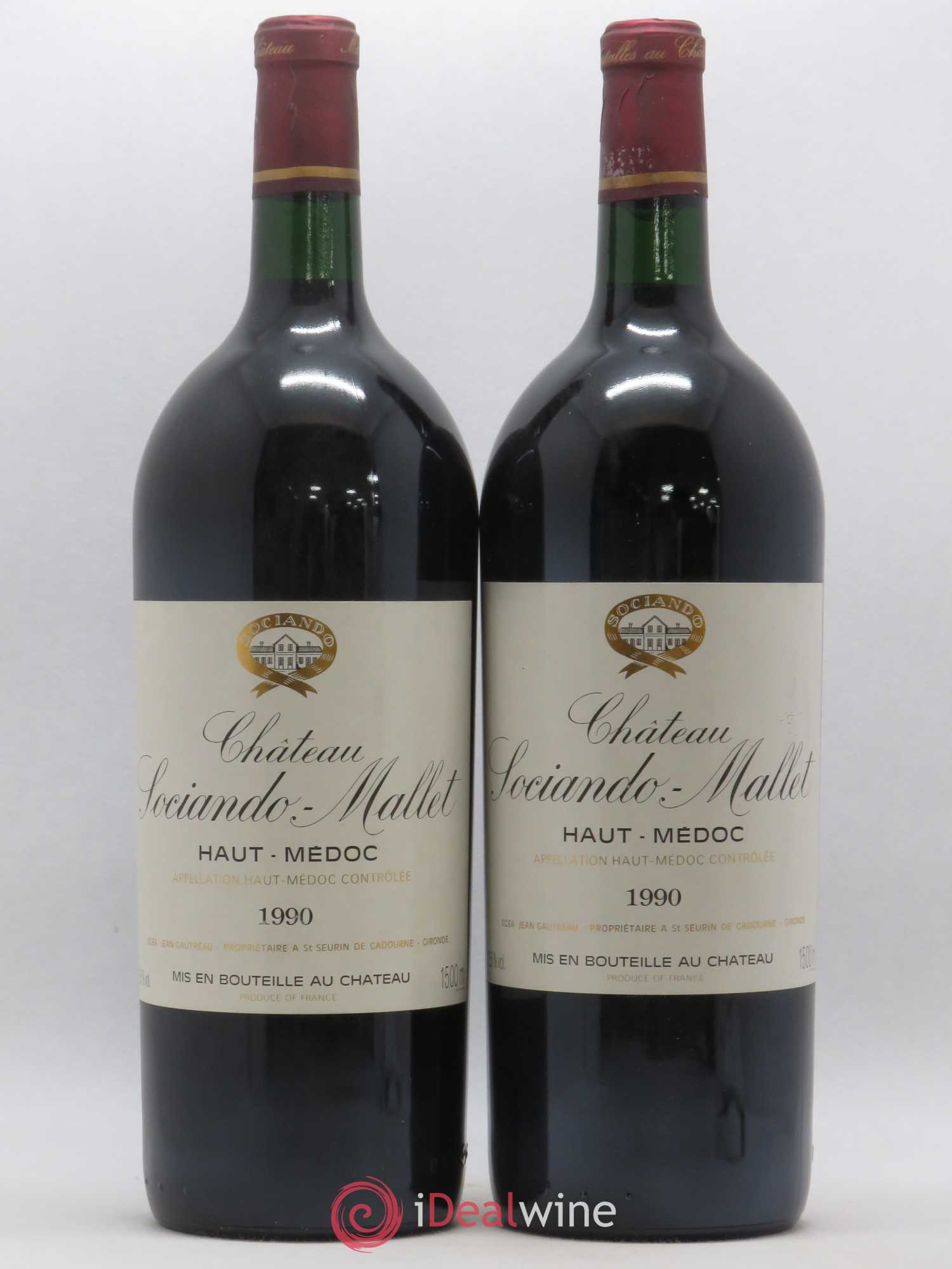 Château Sociando Mallet 1990 - Lot de 2 magnums - 0
