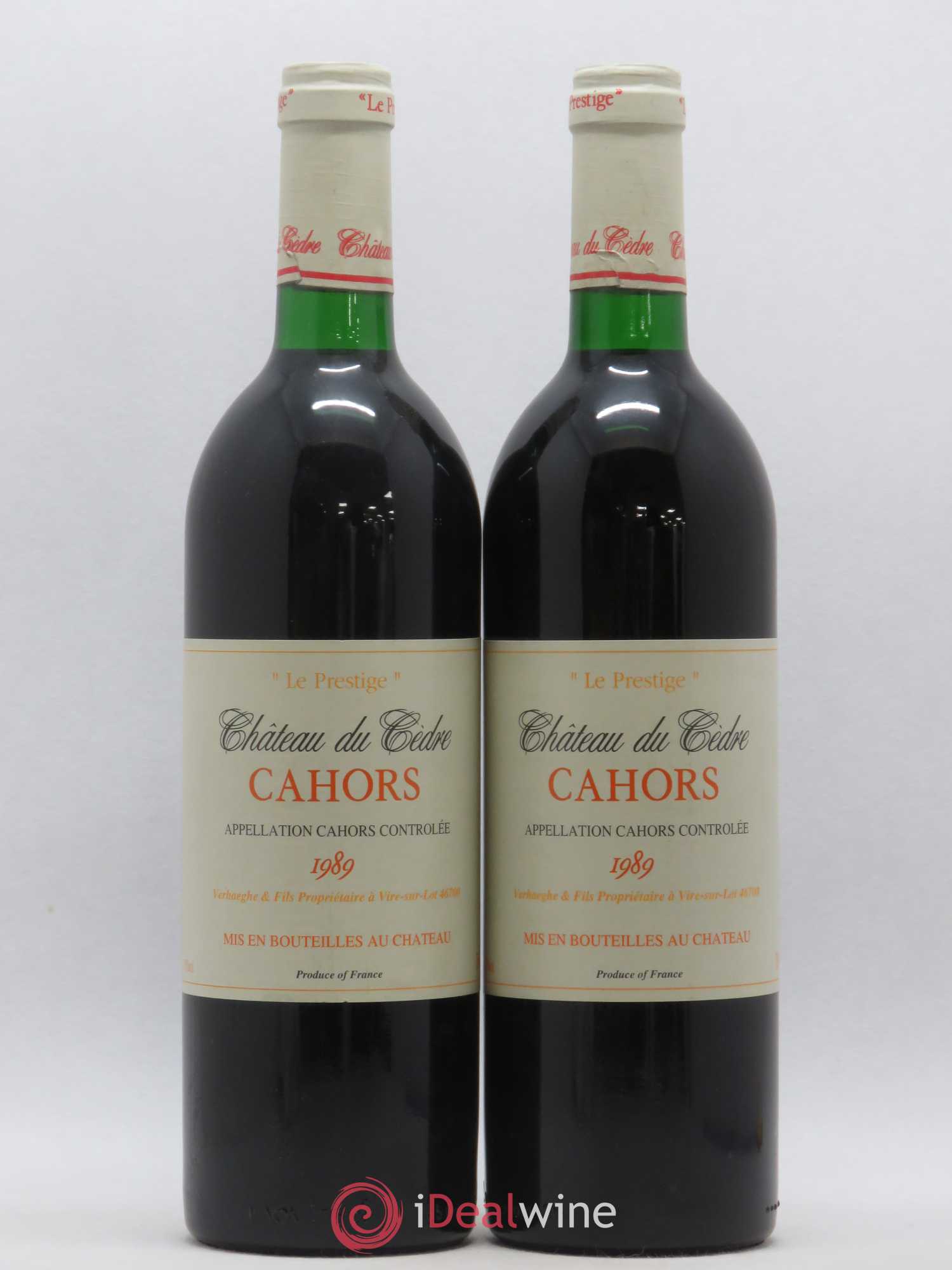 Cahors Château du Cèdre Pascal et Jean-Marc Verhaeghe Prestige 1989 - Lot de 2 bouteilles - 0