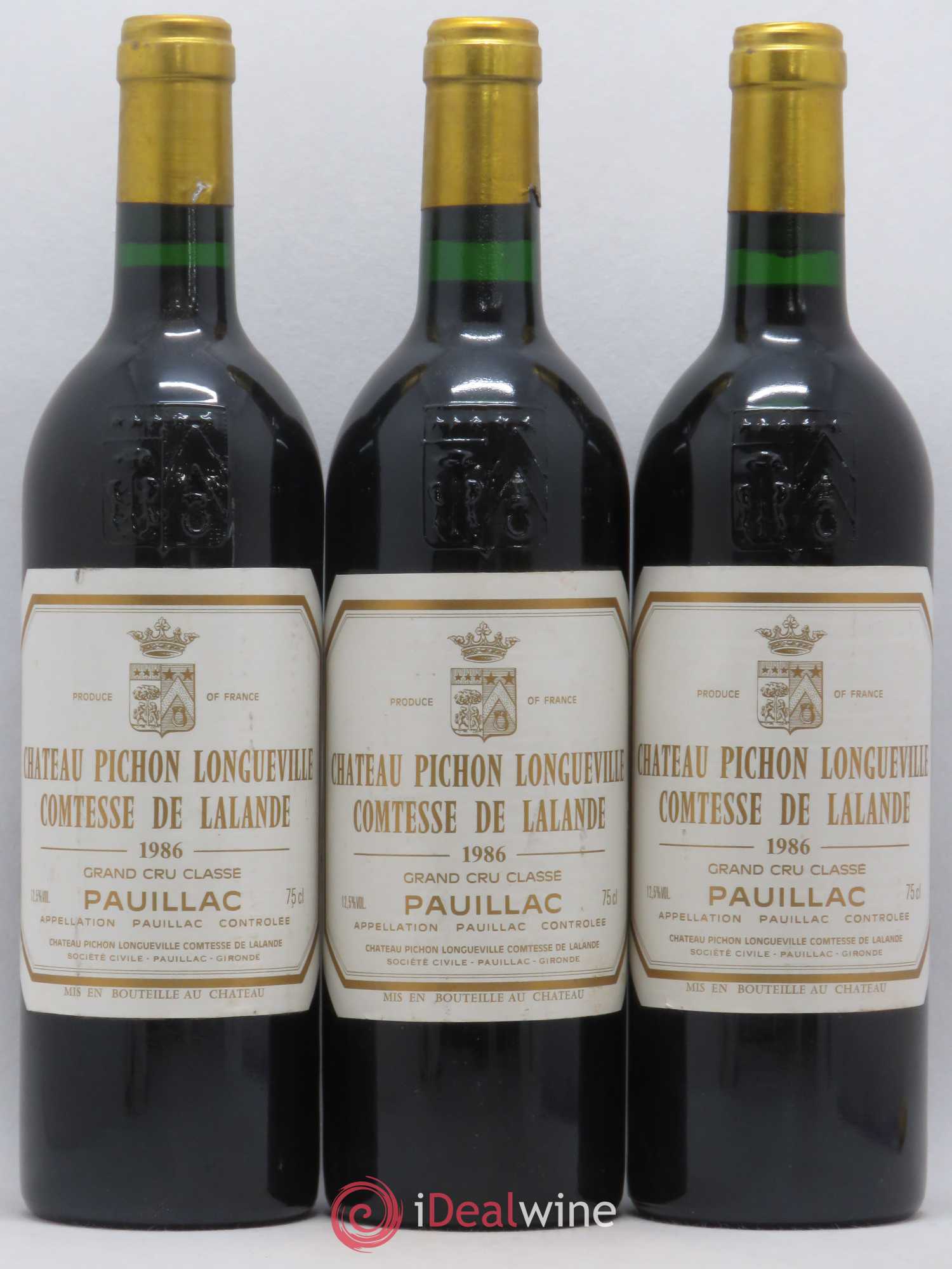 Château Pichon Longueville Comtesse de Lalande 2ème Grand Cru Classé 1986 - Lot de 3 bouteilles - 0