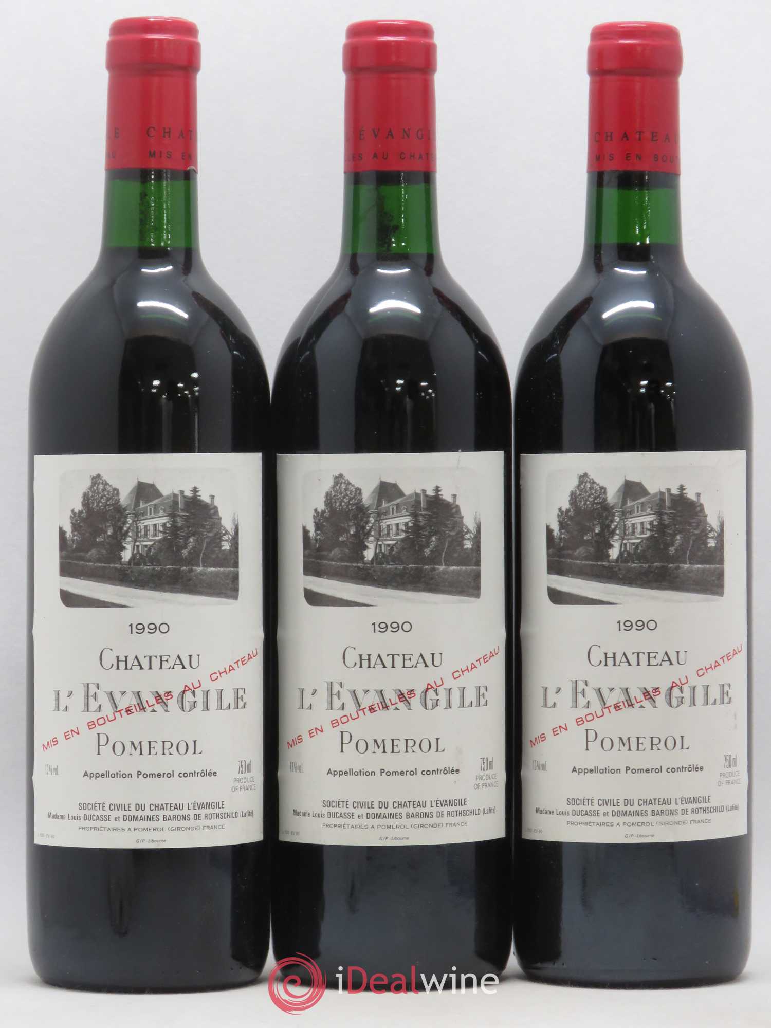Château l' Évangile 1990 - Lot de 3 bouteilles - 0