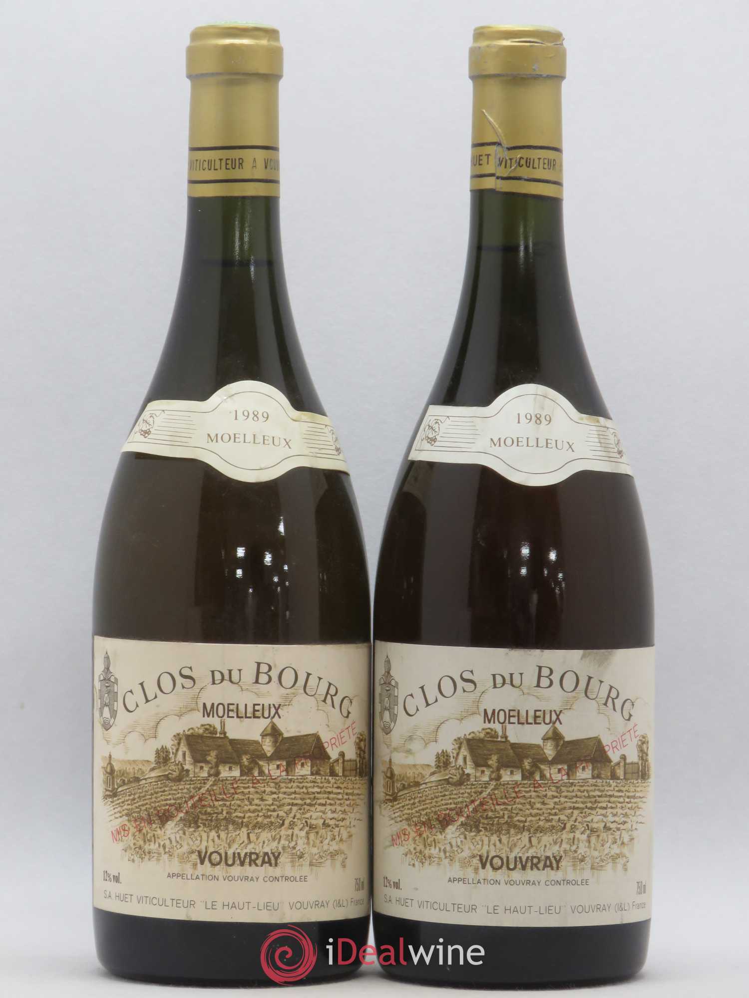 Vouvray Clos du Bourg Moelleux Domaine Huet 1989 - Lotto di 2 bottiglie - 0