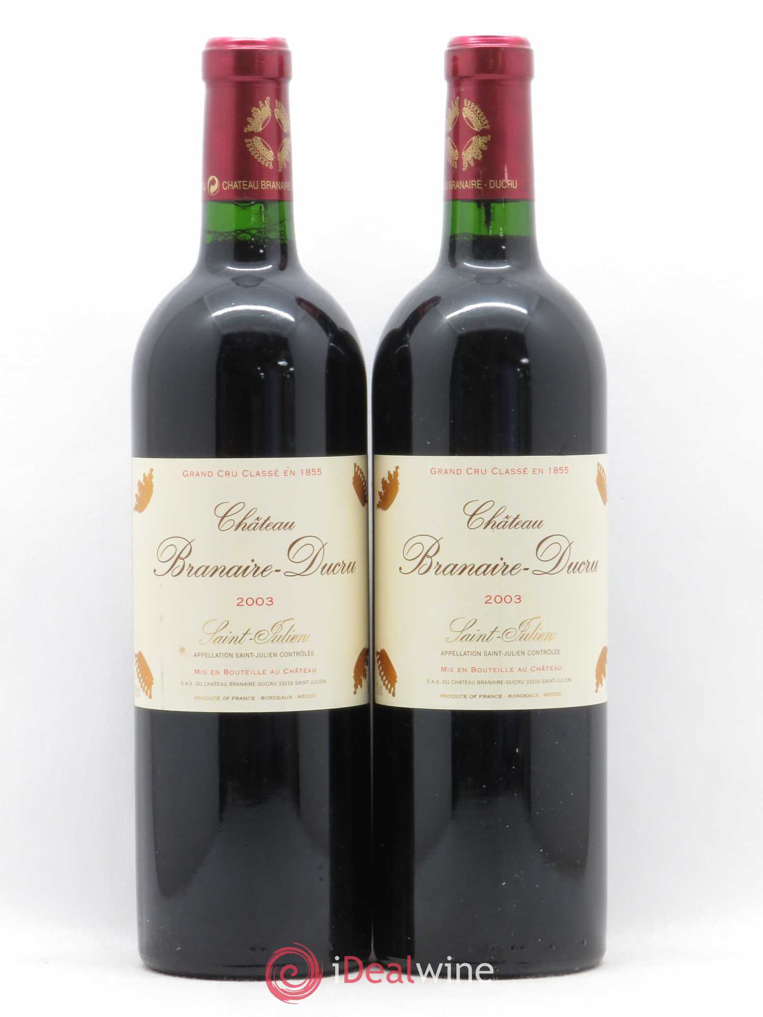 Château Branaire Ducru 4ème Grand Cru Classé 2003 - Lot de 2 bouteilles - 0