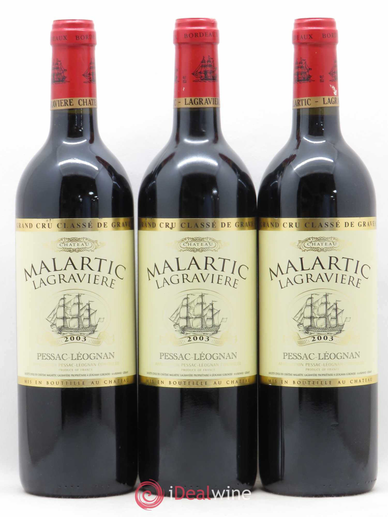 Château Malartic-Lagravière Cru Classé de Graves 2003 - Lot de 3 bouteilles - 0