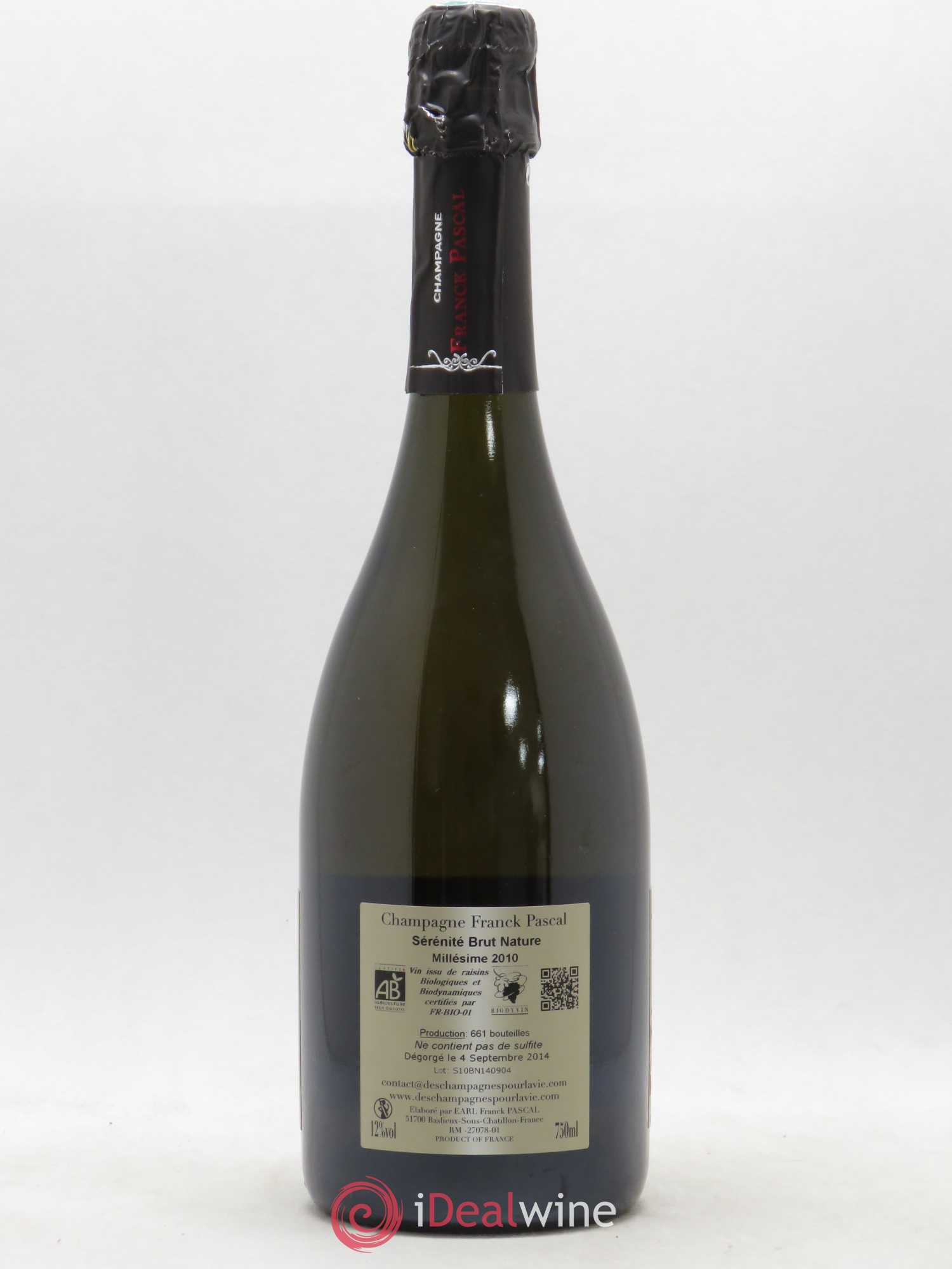 Champagne Brut Nature Sérénité Franck Pascal 2010 - Posten von 1 Flasche - 1