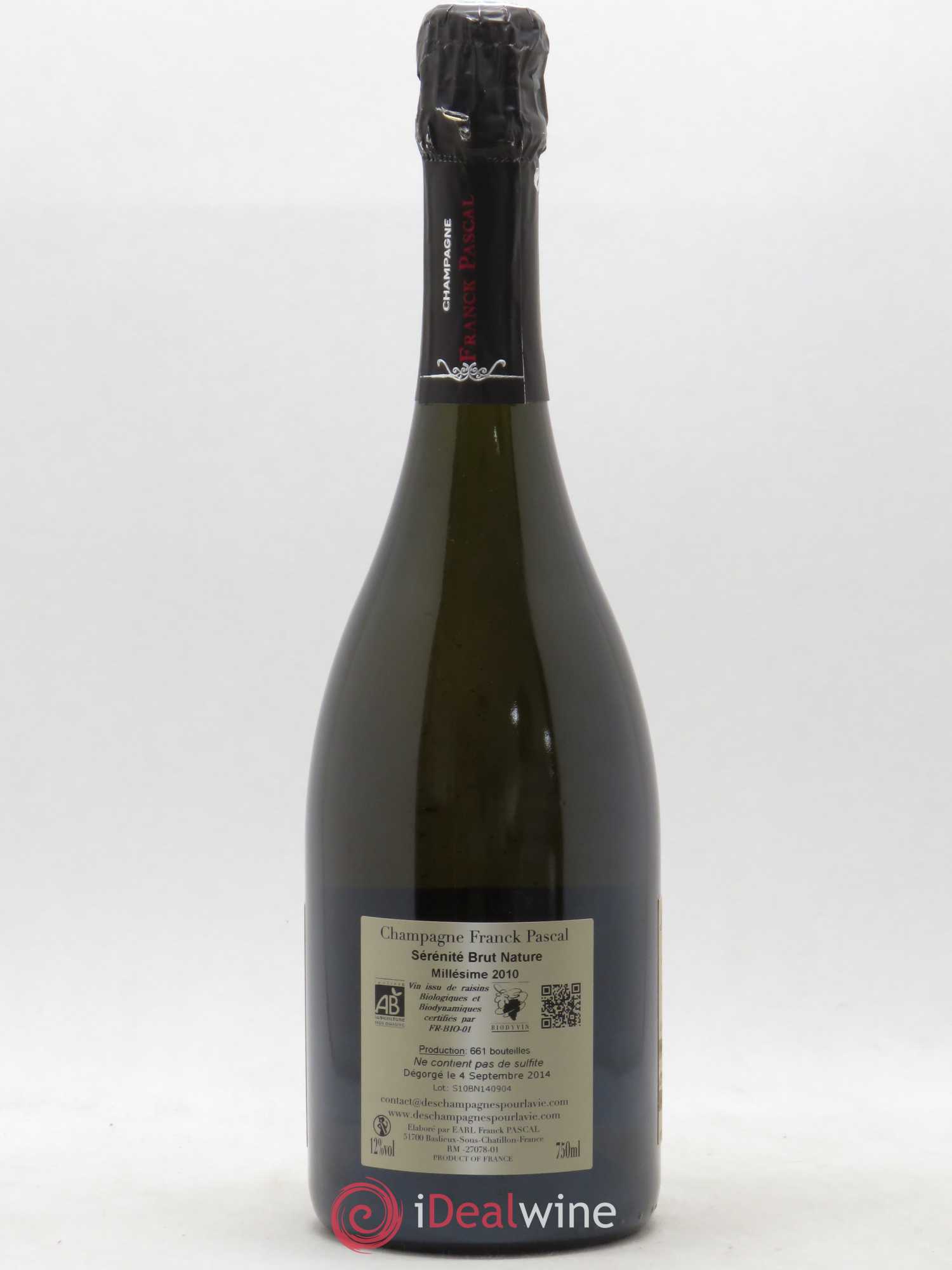 Champagne Brut Nature Sérénité Franck Pascal 2010 - Posten von 1 Flasche - 1