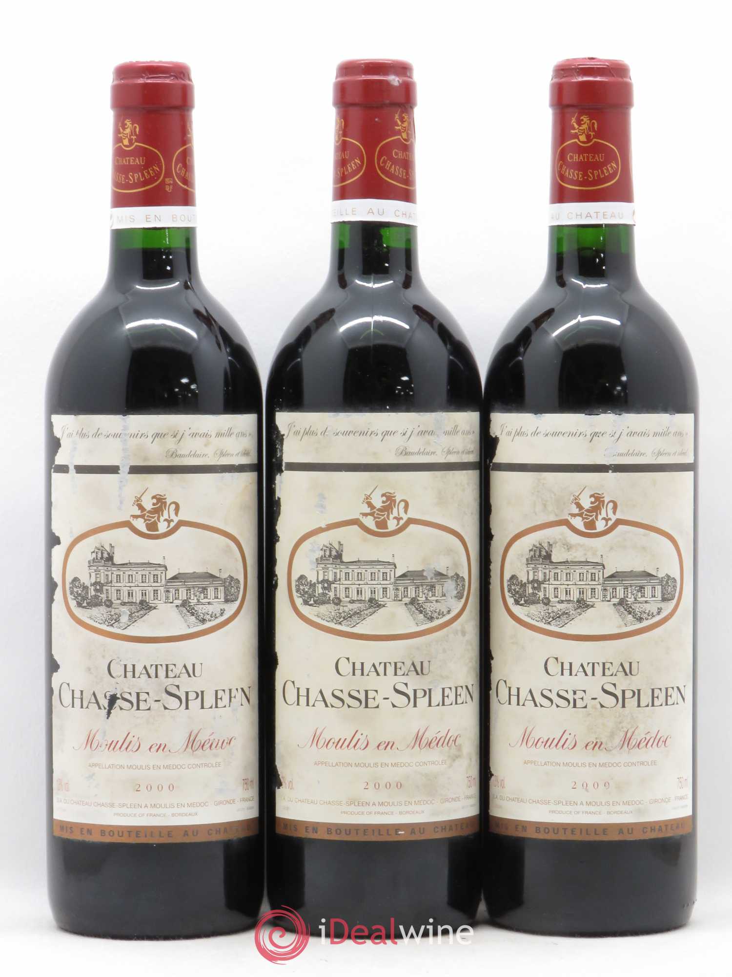 Château Chasse Spleen 2000 - Lot de 3 bouteilles - 0
