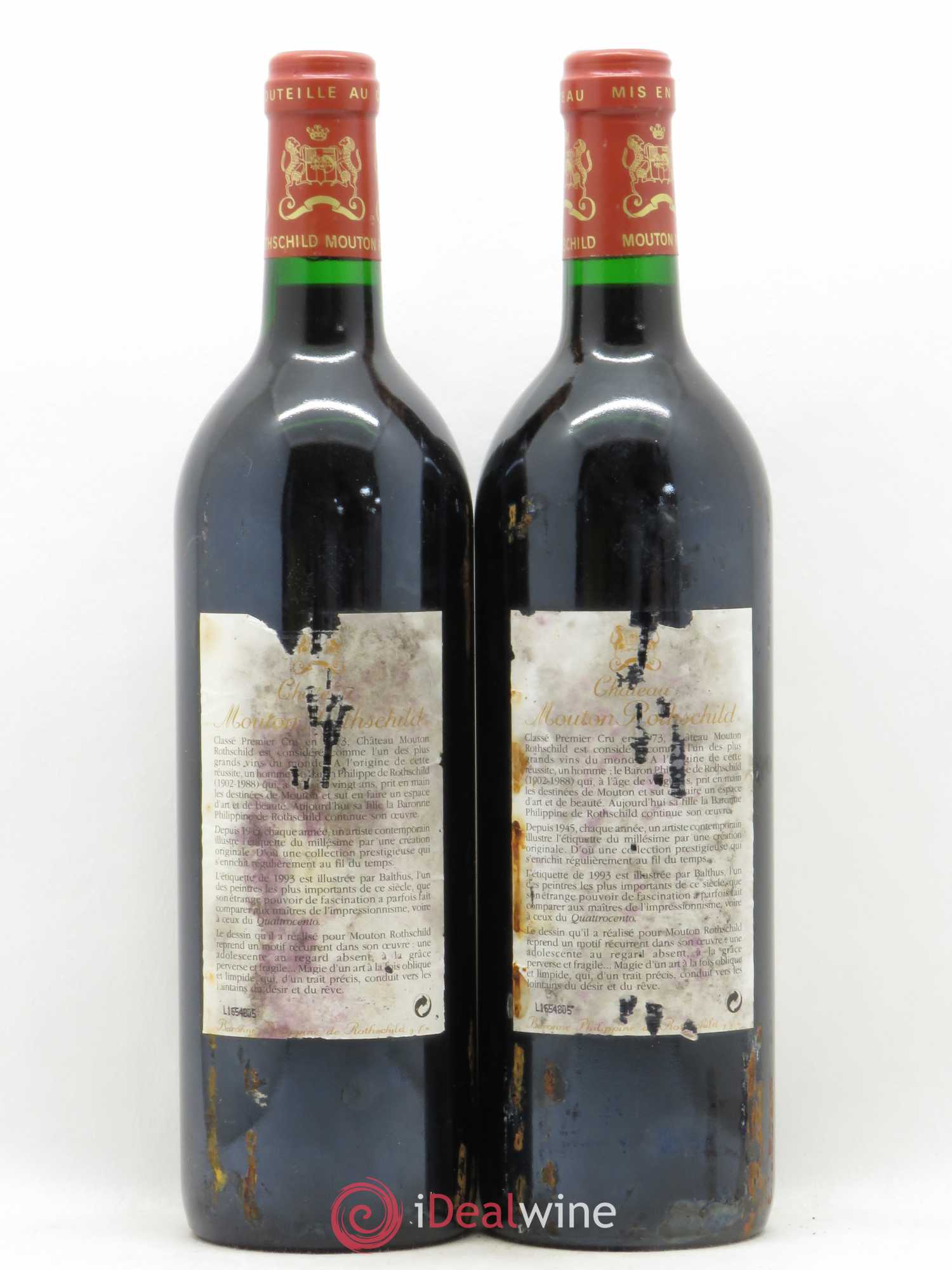 Château Mouton Rothschild 1er Grand Cru Classé 1993 - Lot de 2 bouteilles - 1