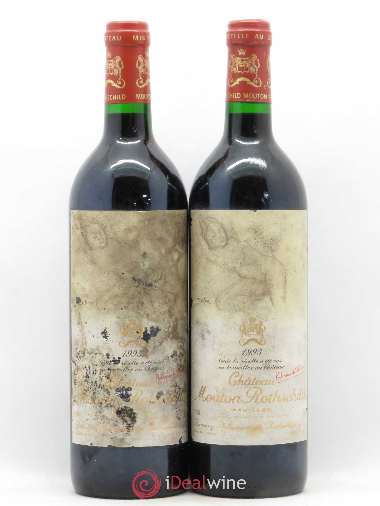 Château Mouton Rothschild 1er Grand Cru Classé 1993 - Lot de 2 bouteilles - 0