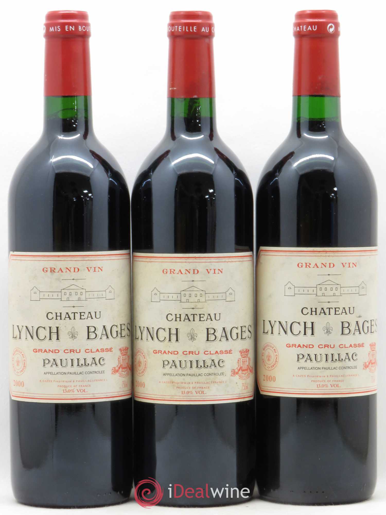 Château Lynch Bages 5ème Grand Cru Classé 2000 - Lot de 3 bouteilles - 0