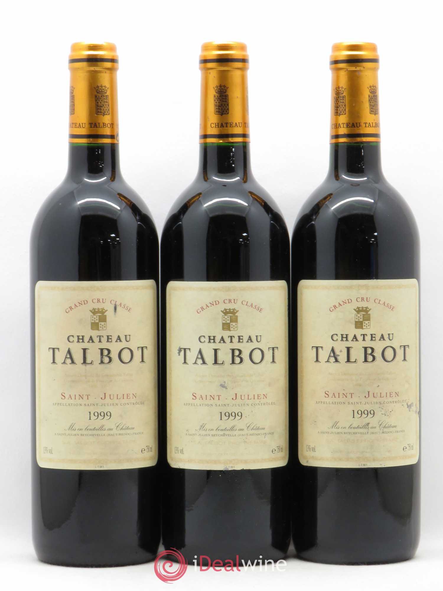 Château Talbot 4ème Grand Cru Classé 1999 - Lot de 3 bouteilles - 0