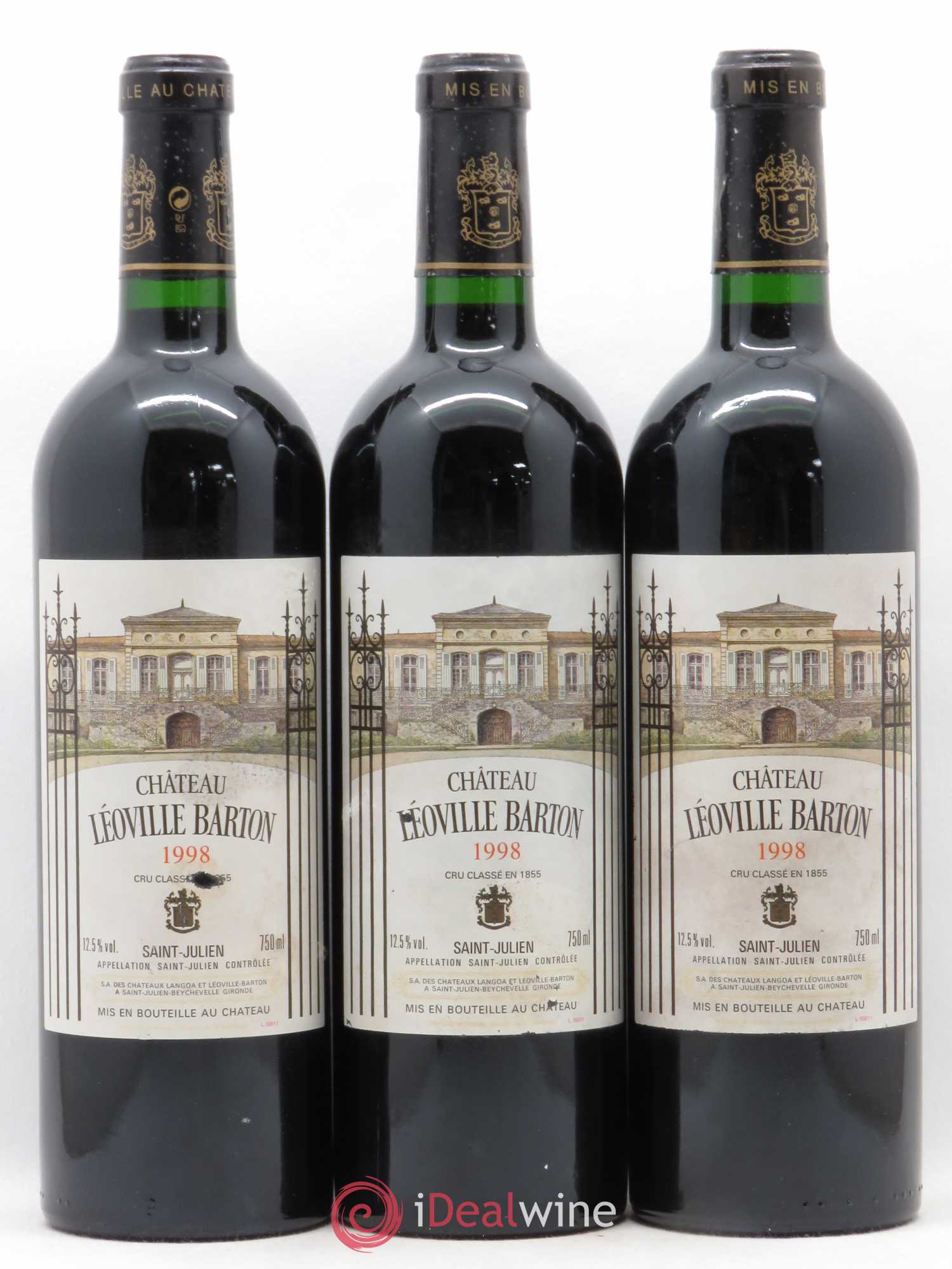 Château Léoville Barton 2ème Grand Cru Classé 1998 - Lot de 3 bouteilles - 0
