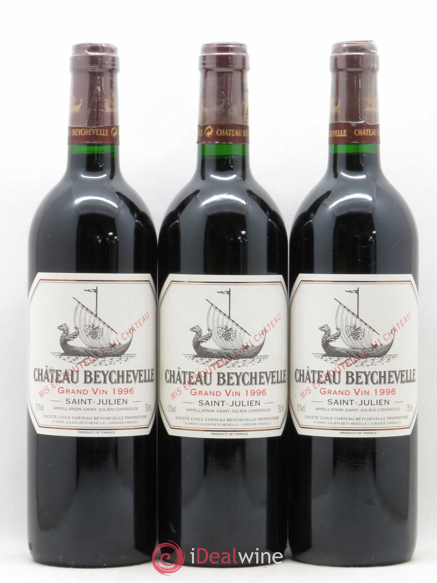 Château Beychevelle 4ème Grand Cru Classé 1996 - Lot de 3 bouteilles - 0