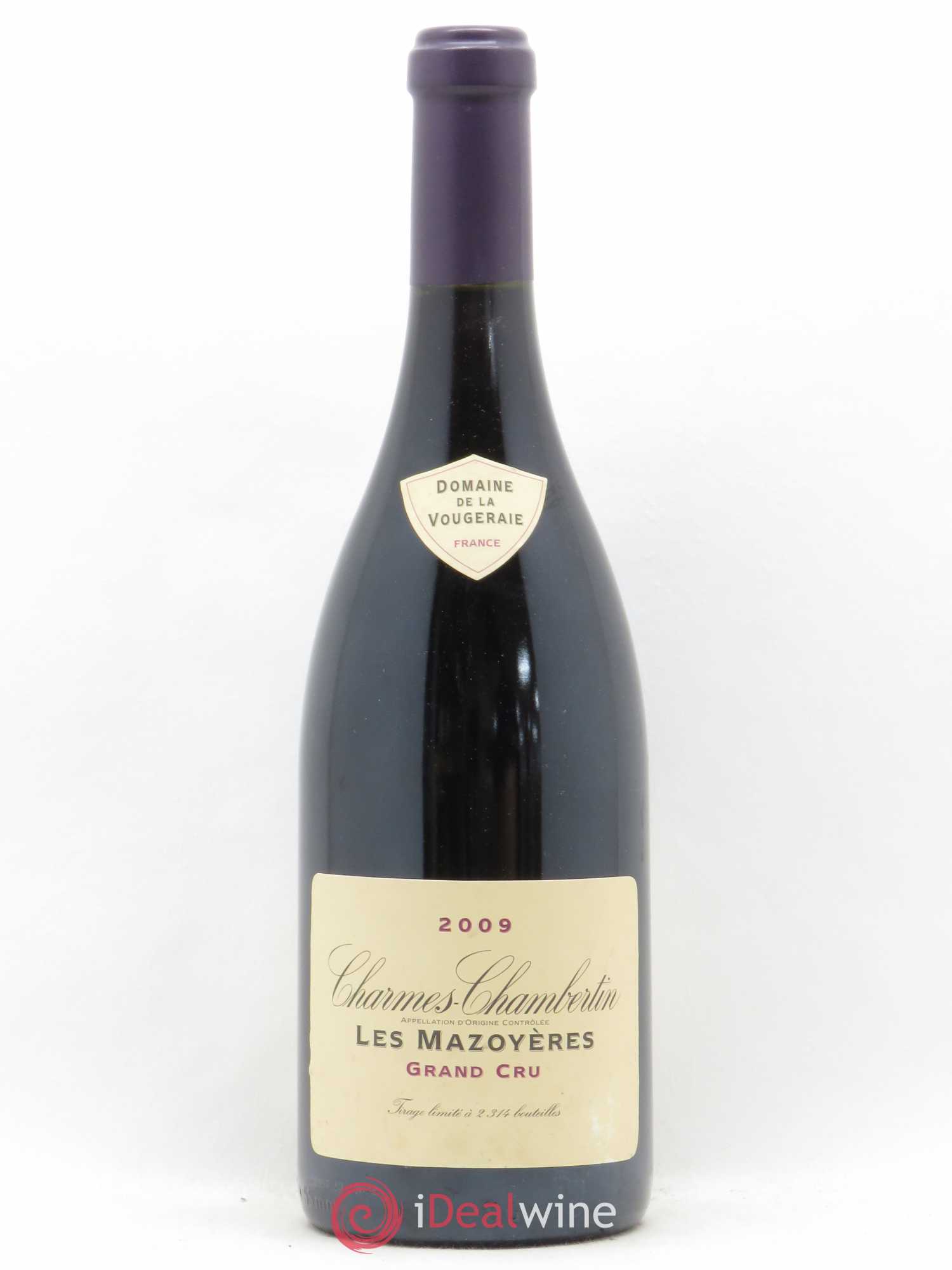 Charmes-Chambertin Grand Cru Les Mazoyères La Vougeraie 2009 - Lot de 1 bouteille - 0
