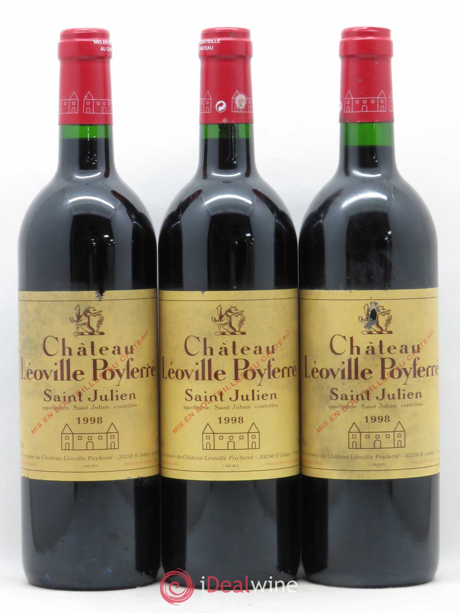 Château Léoville Poyferré 2ème Grand Cru Classé 1998 - Lot de 3 bouteilles - 0