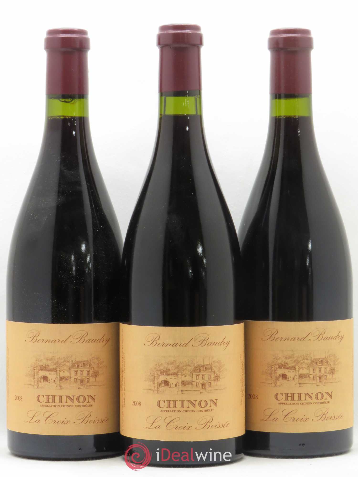 Chinon La Croix Boissée Bernard Baudry 2008 - Lot de 3 bouteilles - 0