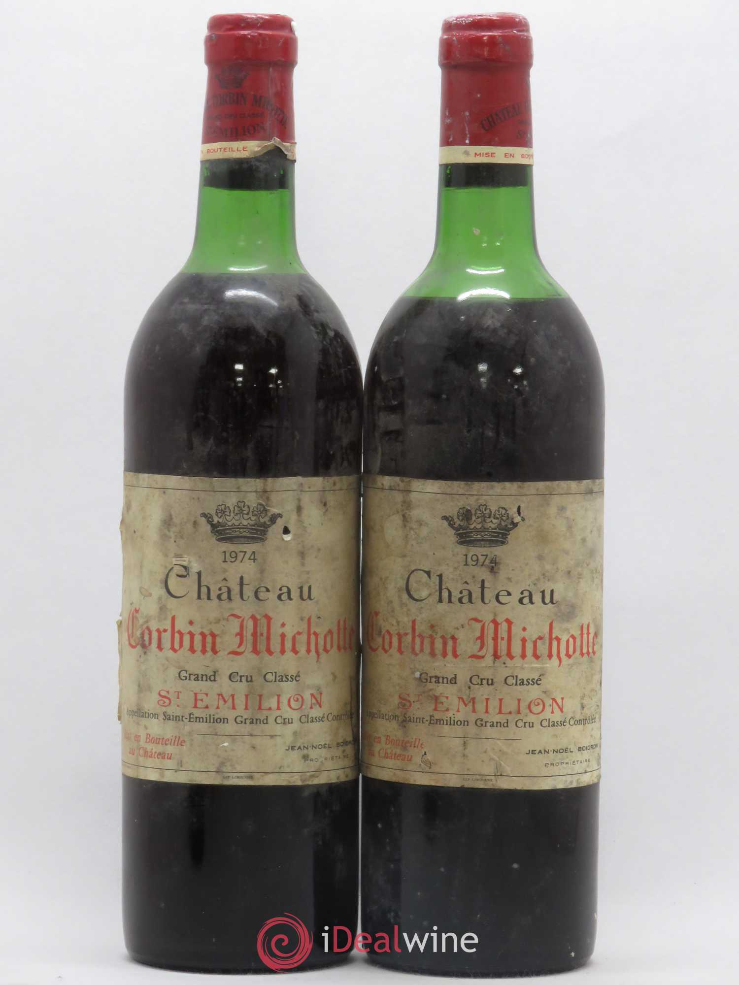 Château Corbin Michotte Grand Cru Classé 1974 - Lot de 2 bouteilles - 0