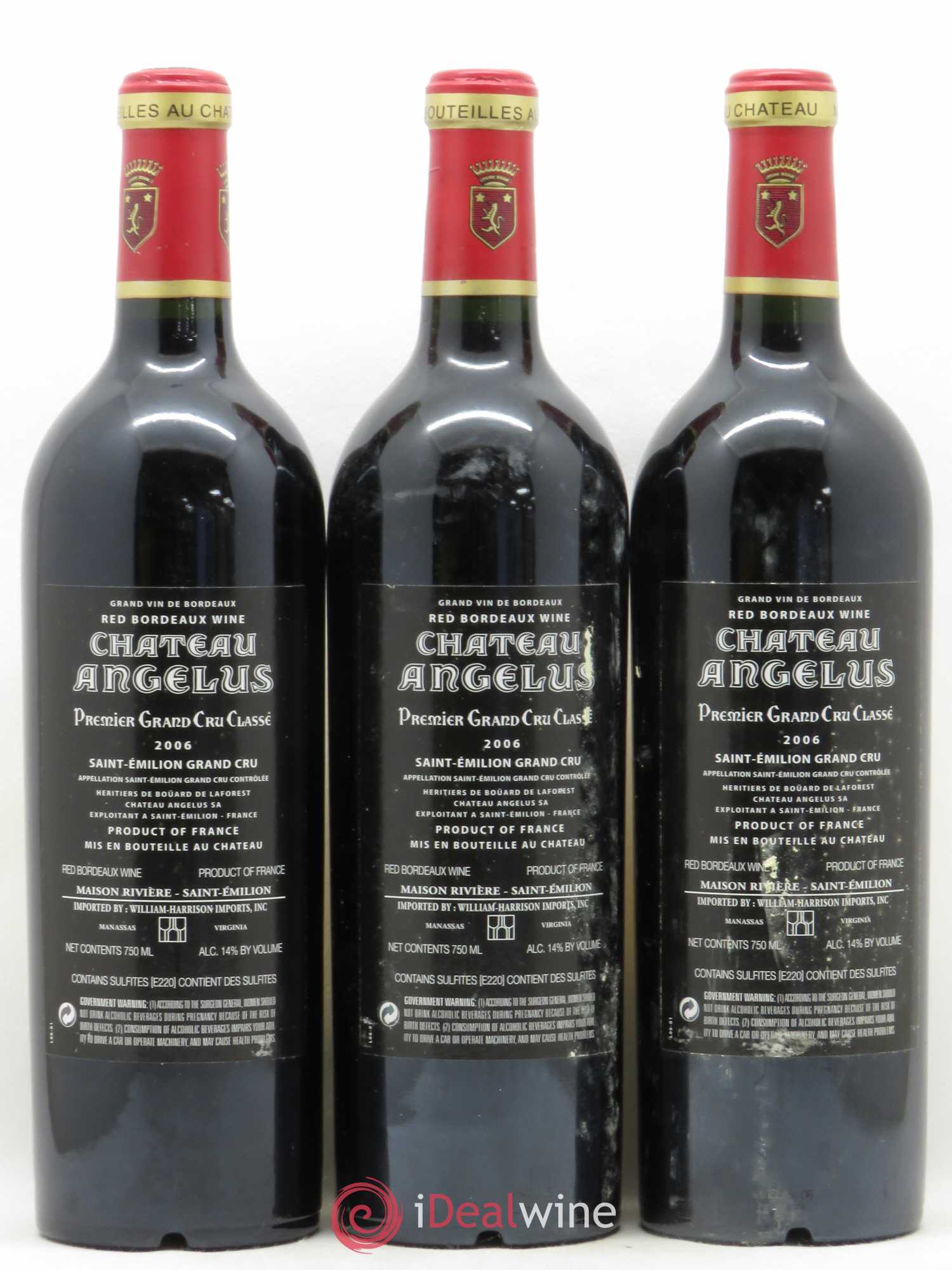Château Angélus 1er Grand Cru Classé A 2006 - Lot de 3 bouteilles - 1