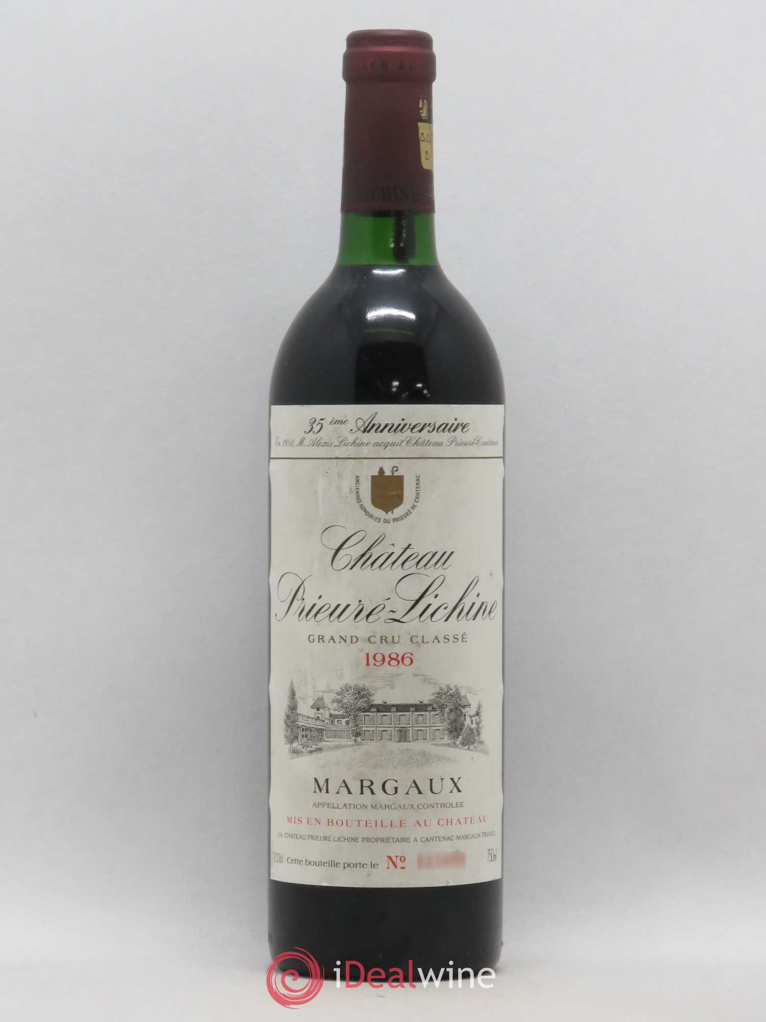 Château Prieuré Lichine 4ème Grand Cru Classé 1986 - Lot de 1 bouteille - 0