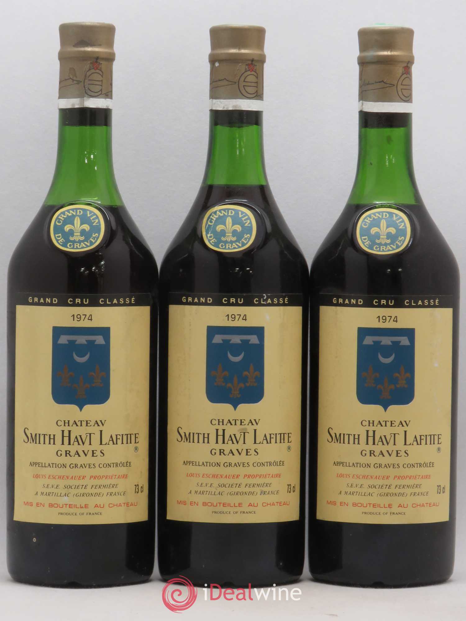 Château Smith Haut Lafitte Cru Classé de Graves 1974 - Lot de 3 bouteilles - 0