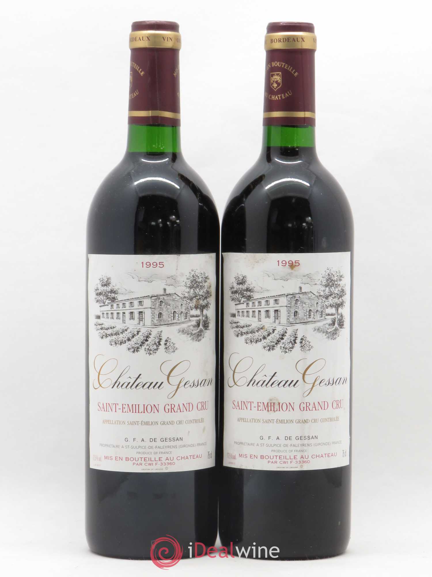 Saint-Émilion Grand Cru Château Gessan 1995 - Lot de 2 bouteilles - 0