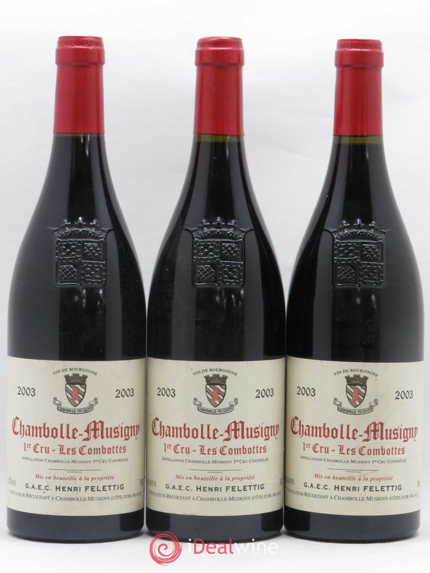 Chambolle-Musigny 1er Cru Les Combottes Henri Felelttig 2003 - Posten von 3 Flaschen - 0