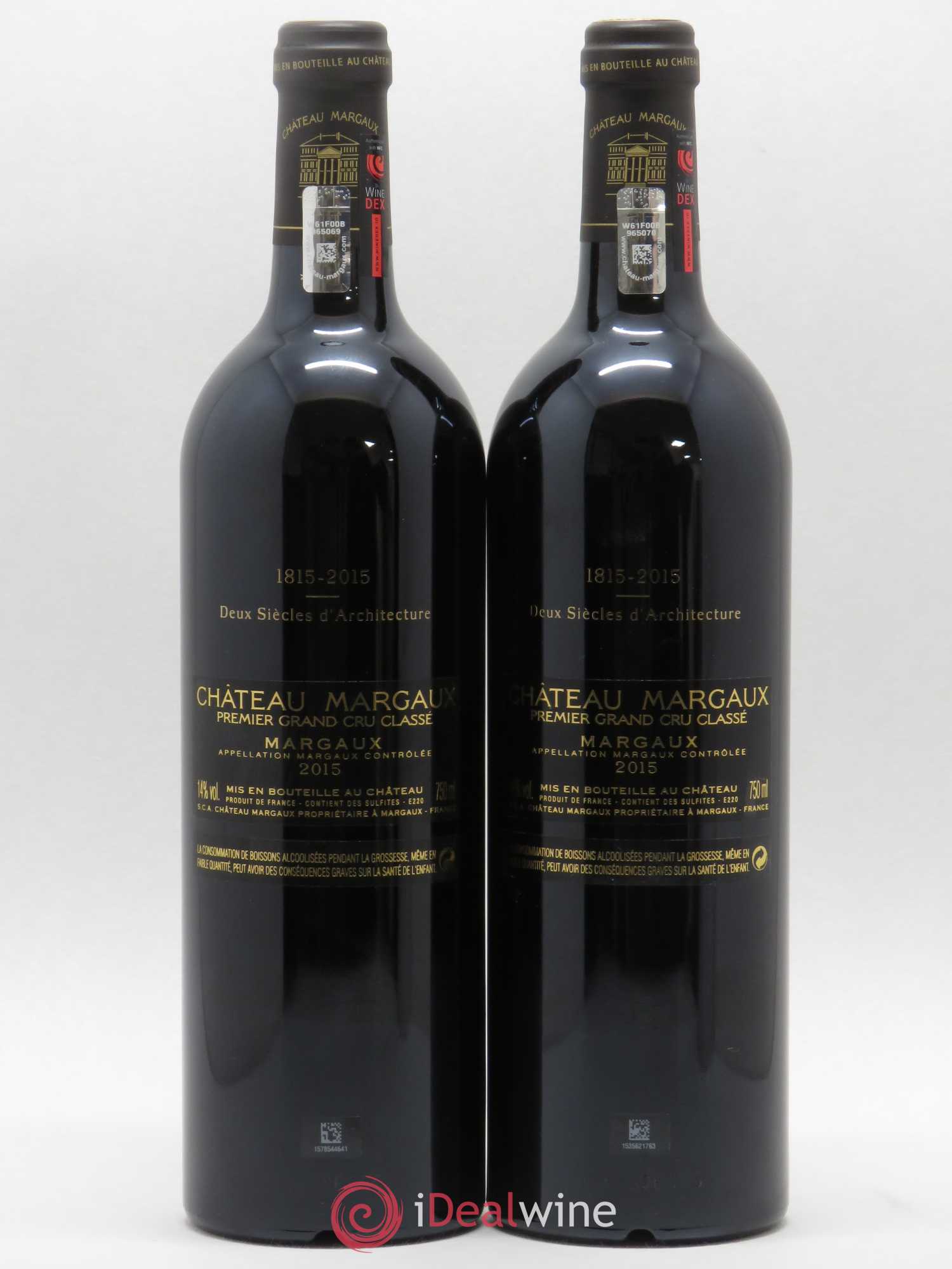 Château Margaux 1er Grand Cru Classé 2015 - Lot de 2 bouteilles - 1