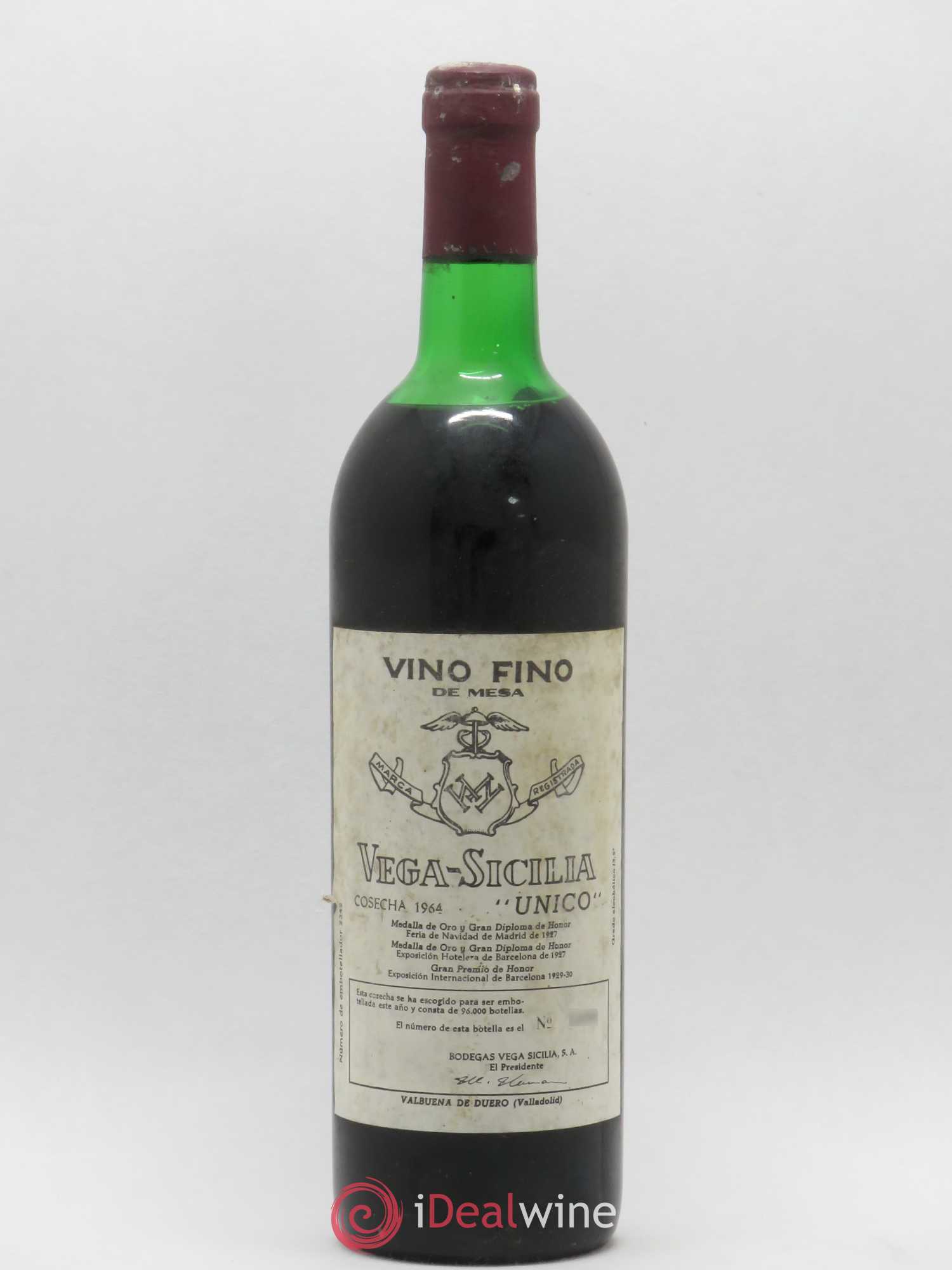 Ribera Del Duero DO Vega Sicilia Unico Famille Alvarez 1964 - Lot de 1 bouteille - 0