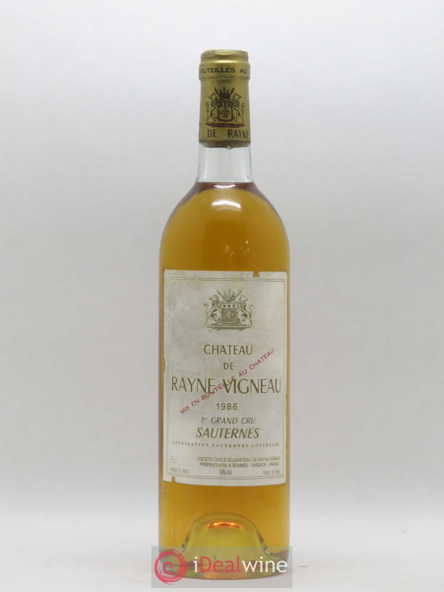 Château de Rayne Vigneau 1er Grand Cru Classé 1986 - Lotto di 1 bottiglia - 0