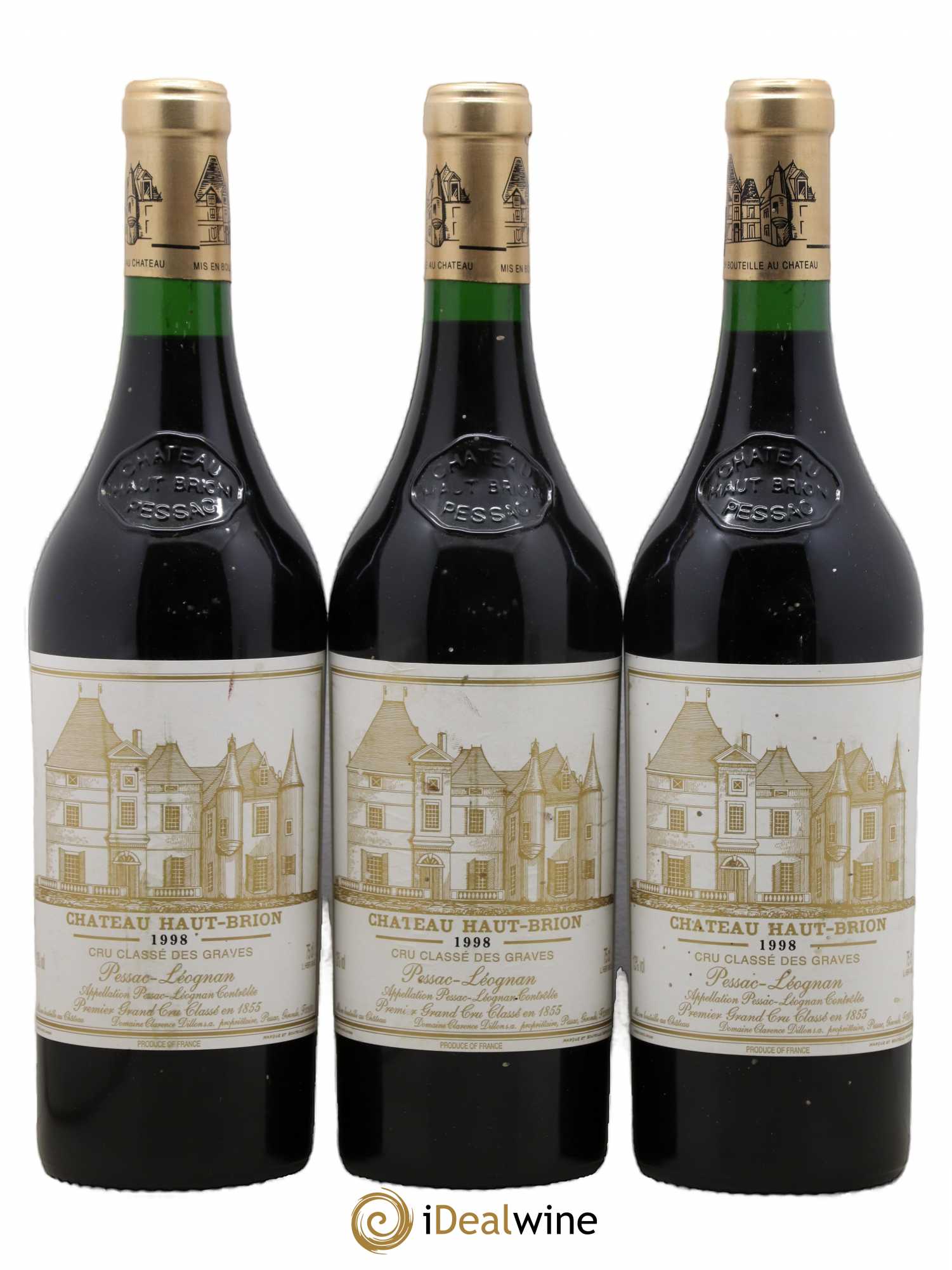 Château Haut Brion 1er Grand Cru Classé 1998 - Lot de 3 bouteilles - 0